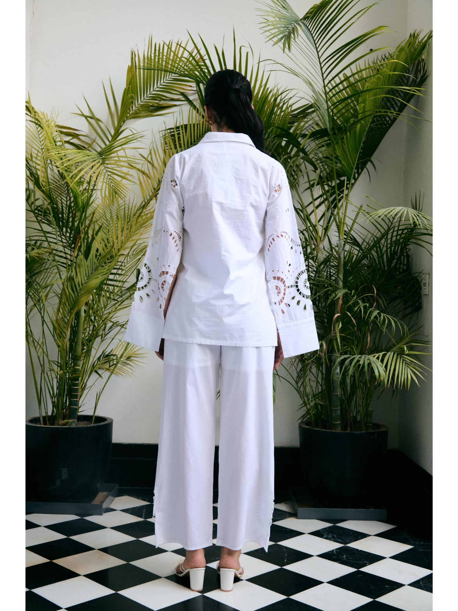 Zila White Cotton Top with Pant