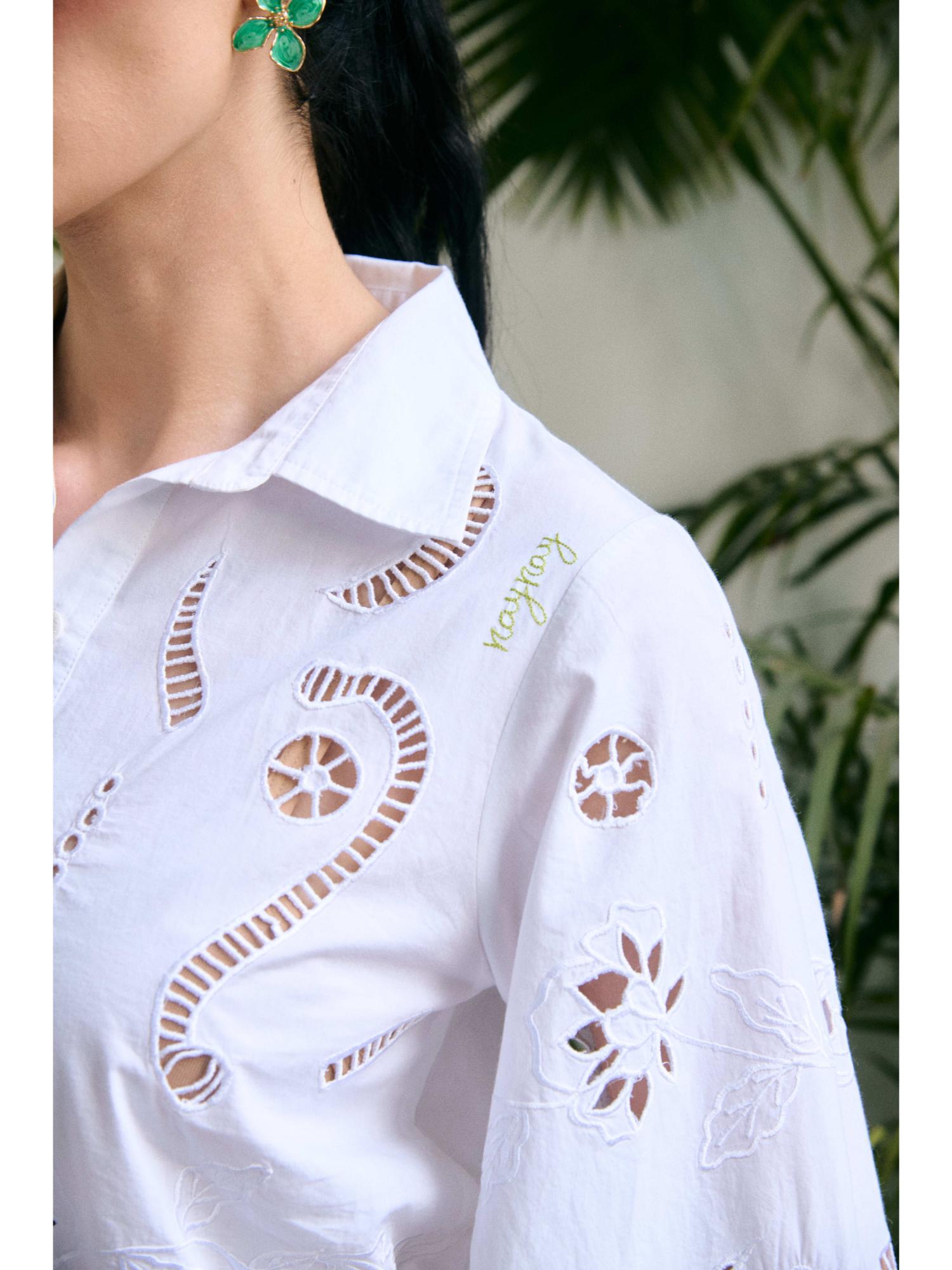 Zila White Cotton Top with Pant