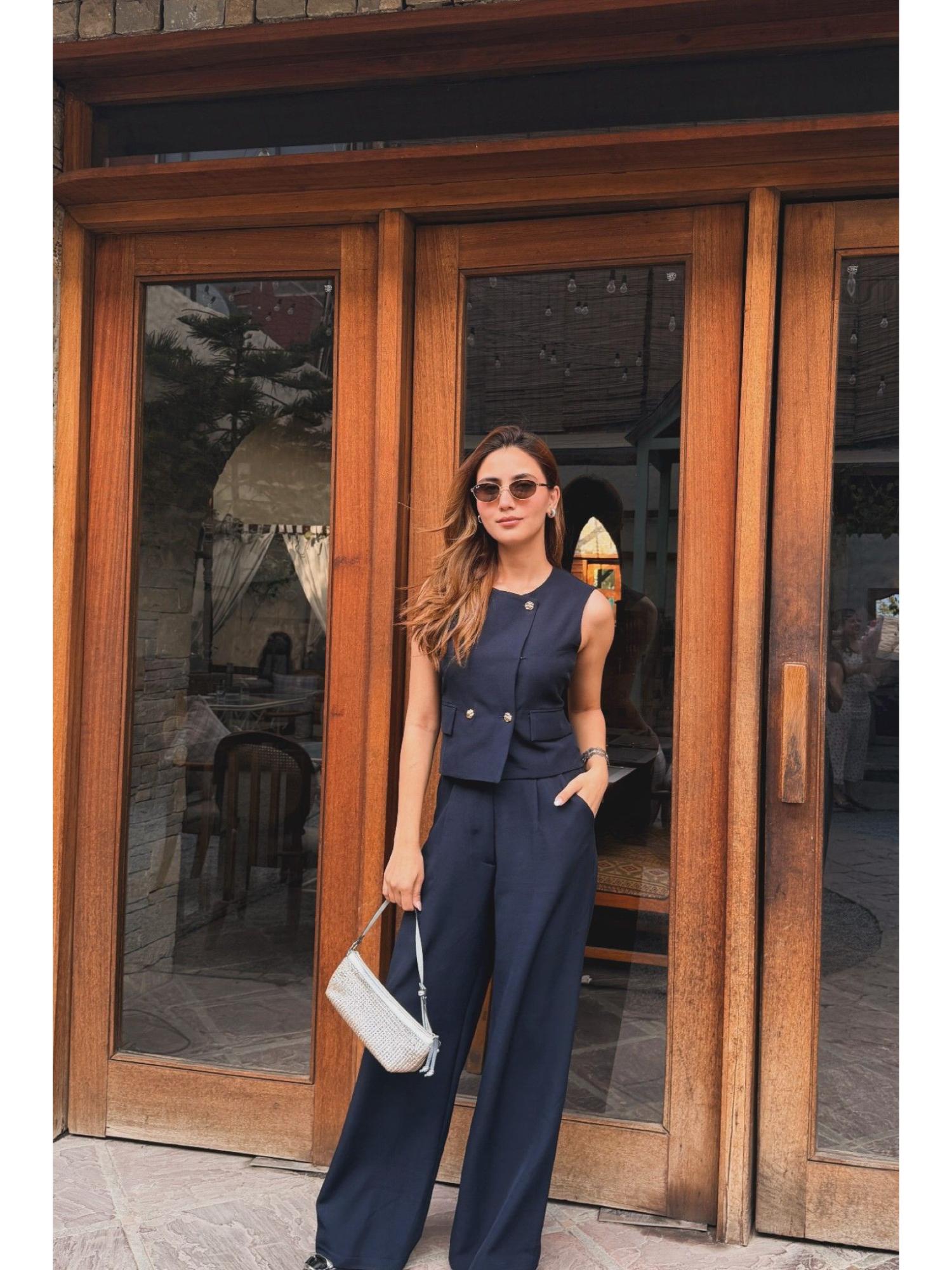 Navy Blue Signature Double Breasted Top and Pant