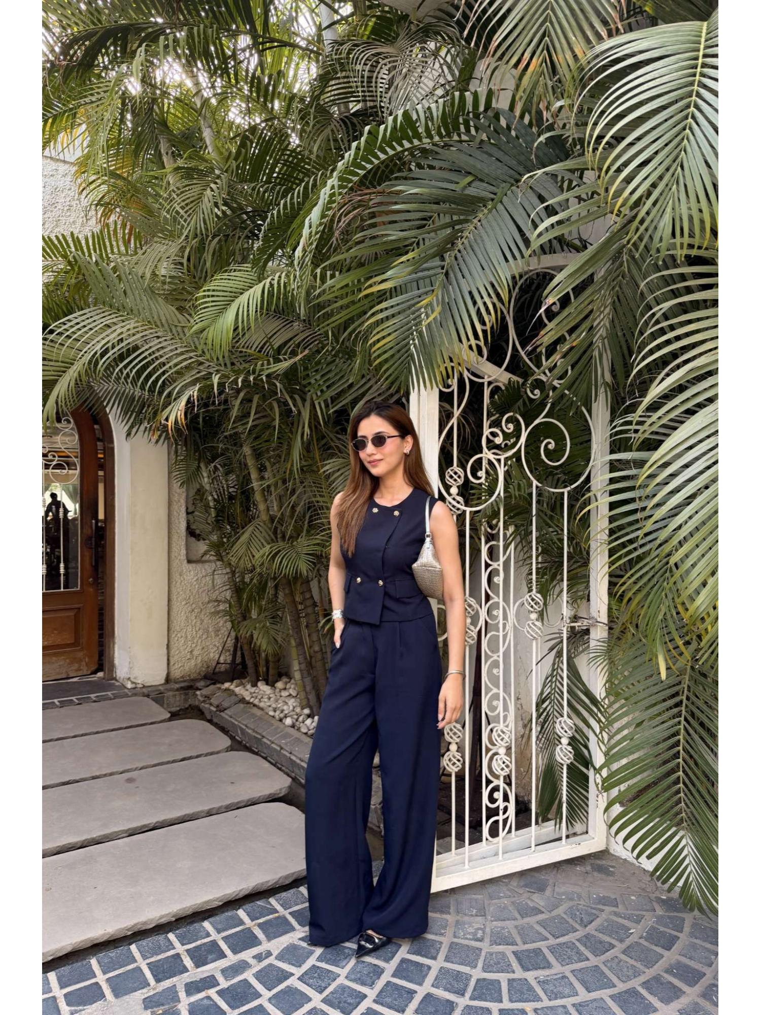 Navy Blue Signature Double Breasted Top and Pant