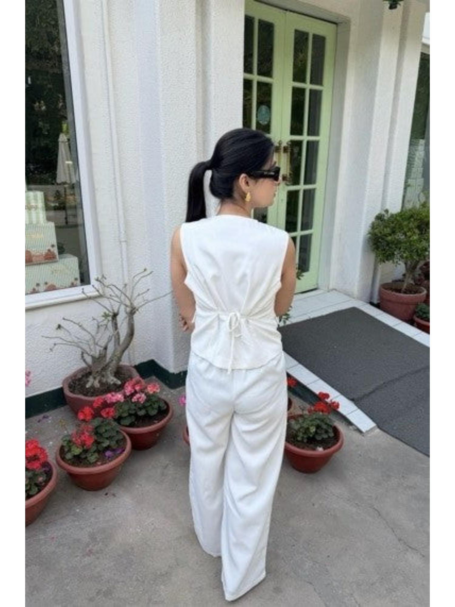 White Signature Double Breasted Top and Pant
