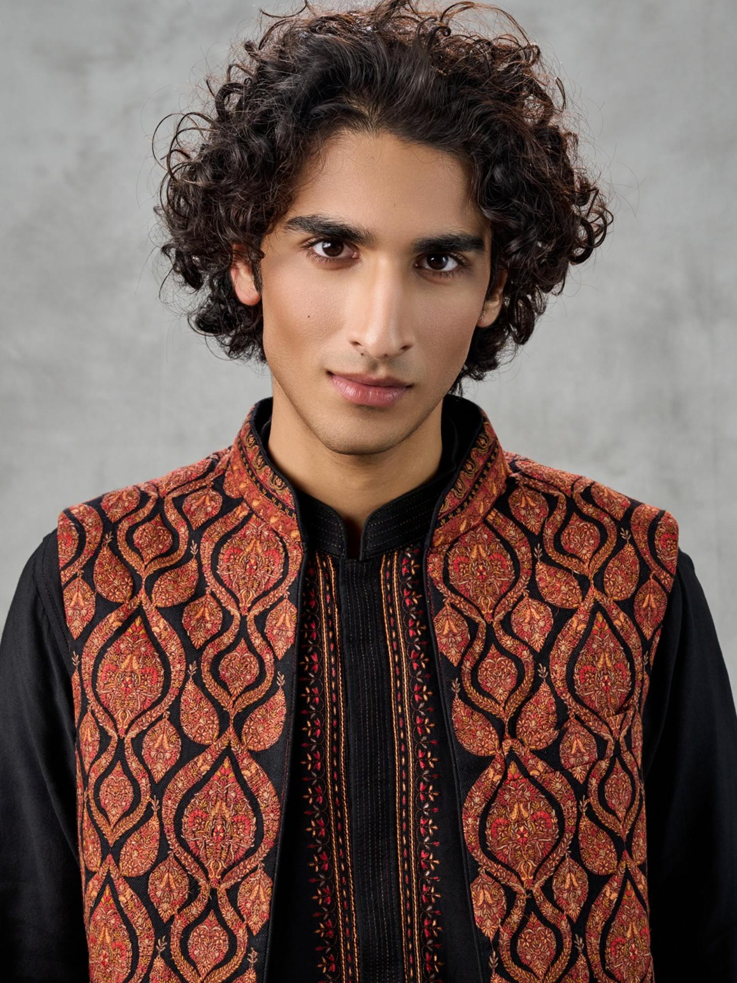Black Elegance Kurta with Churidar and Jacket