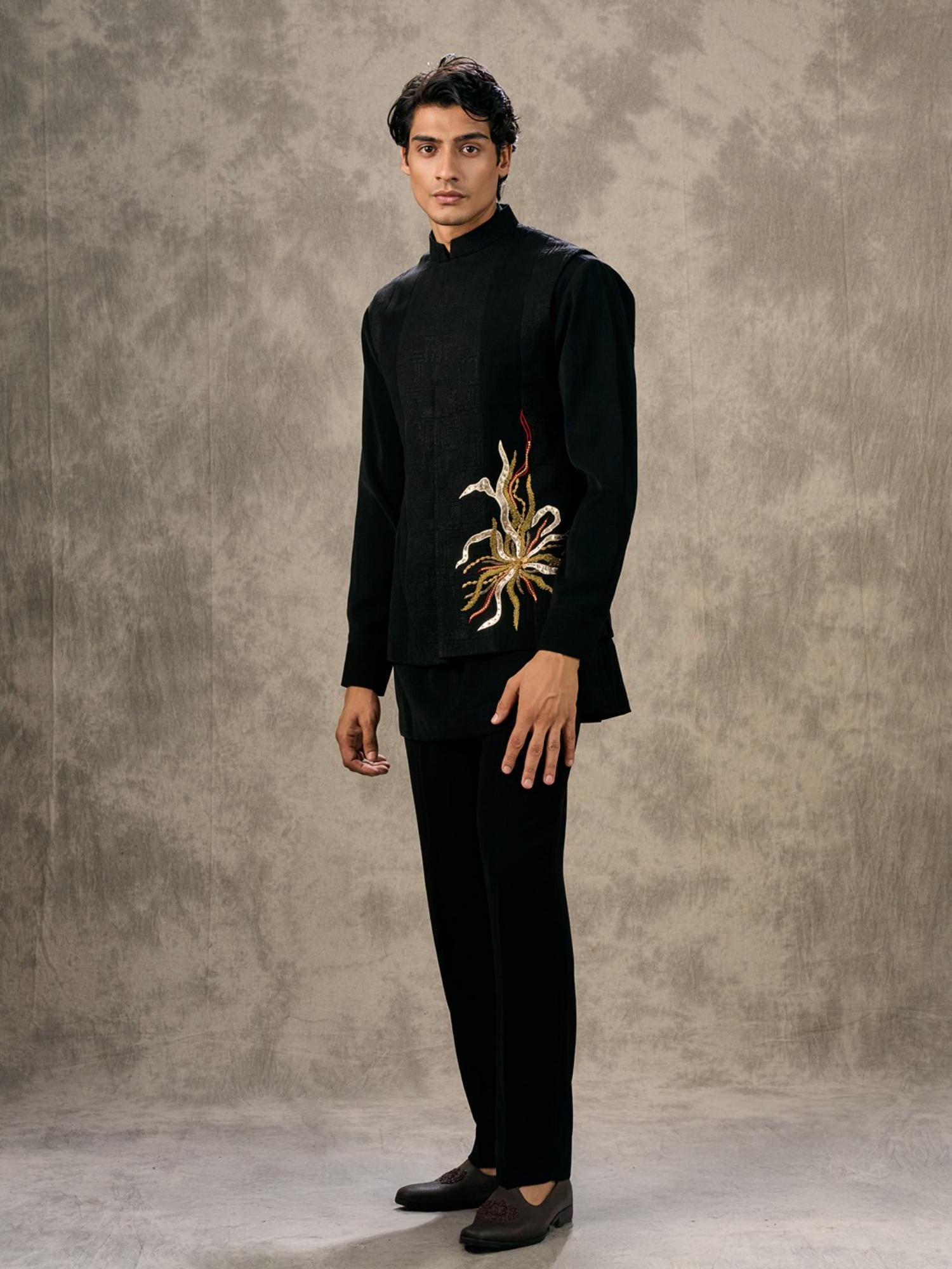 Black Kurta with Trouser and Jacket