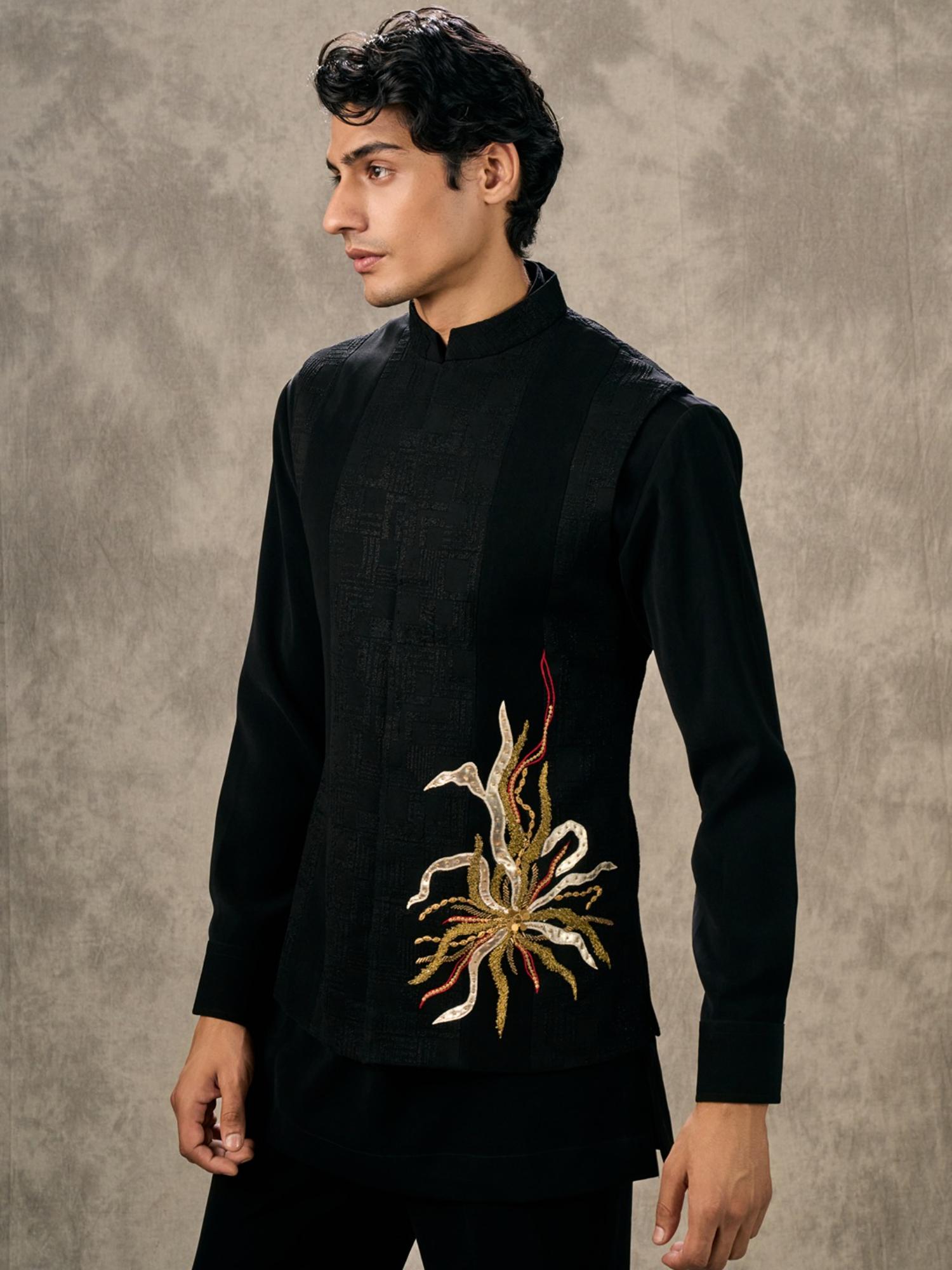Black Kurta with Trouser and Jacket
