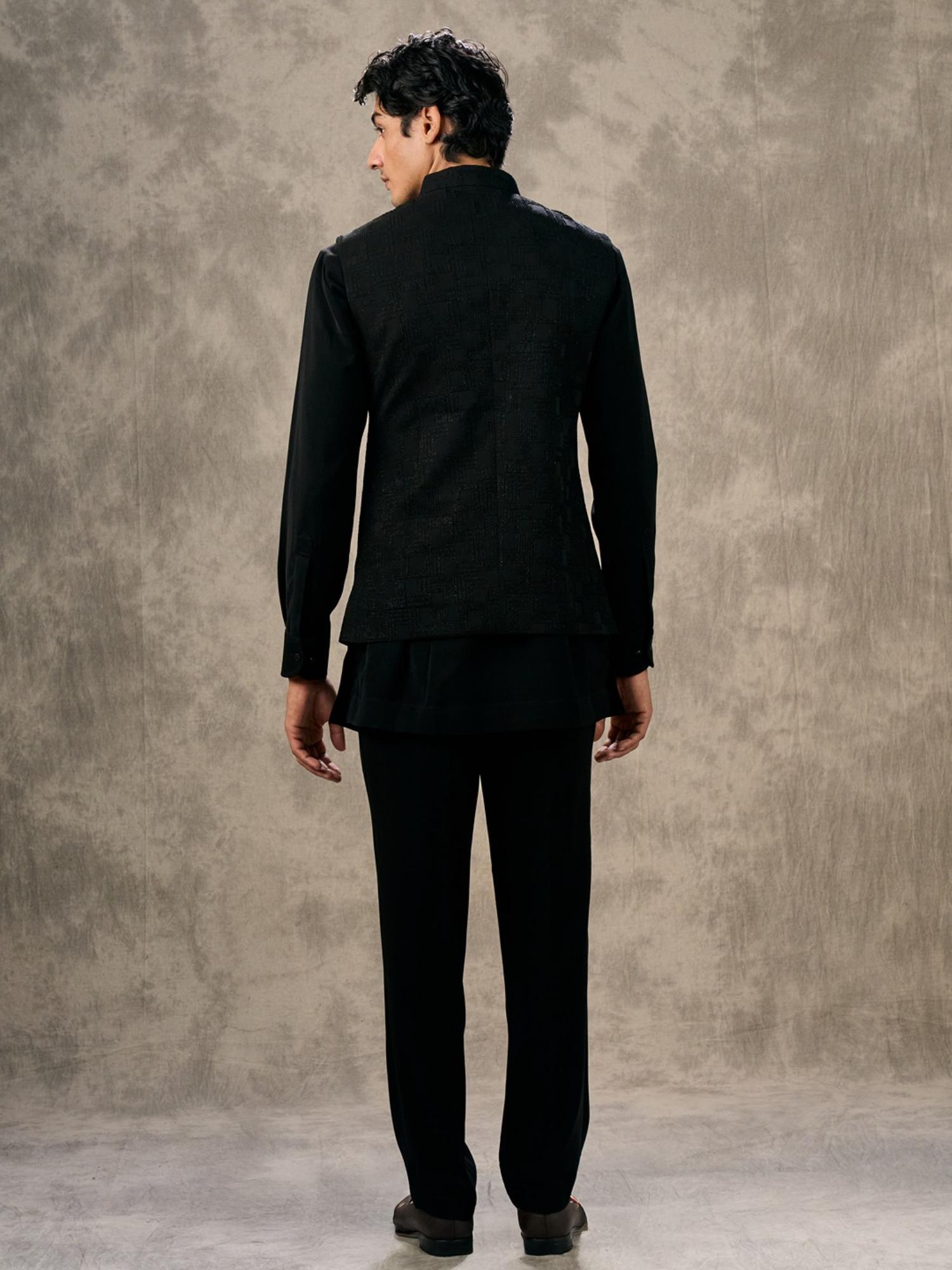Black Kurta with Trouser and Jacket