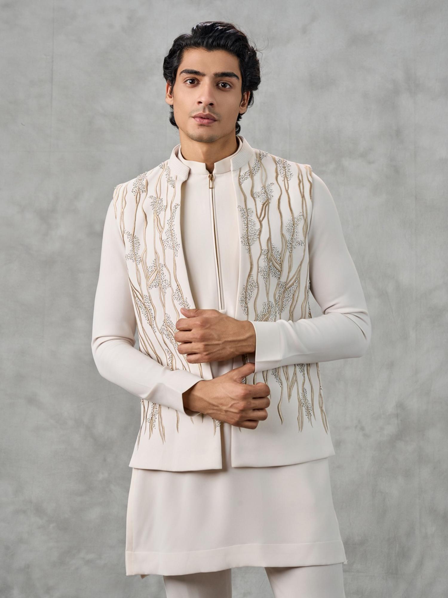 Royal Cream Kurta with Trouser and Jacket