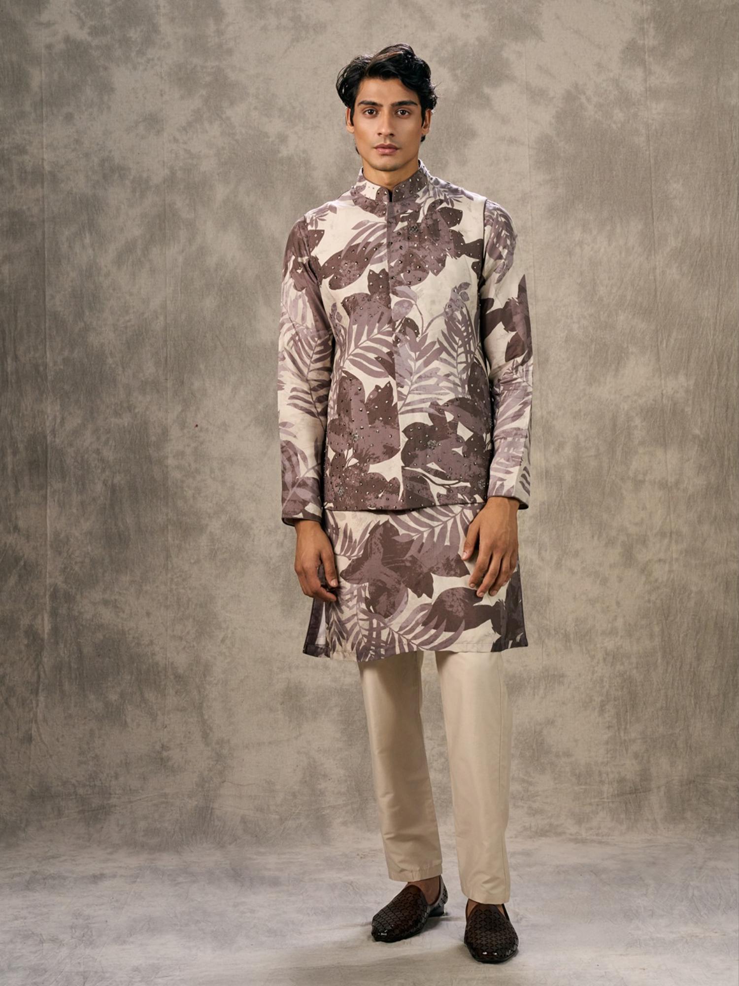 Elegant Dark Grey Kurta with Trouser and Jacket