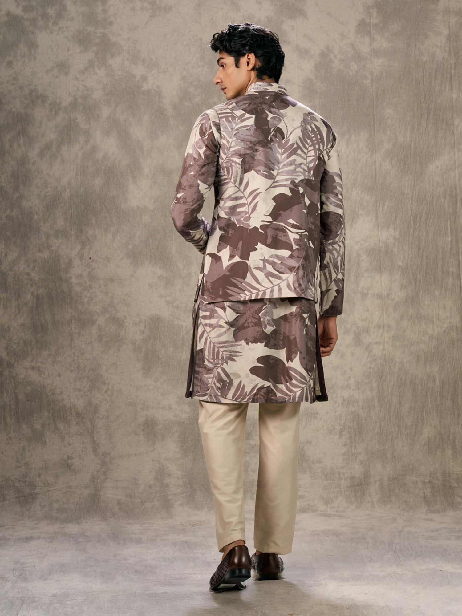 Elegant Dark Grey Kurta with Trouser and Jacket