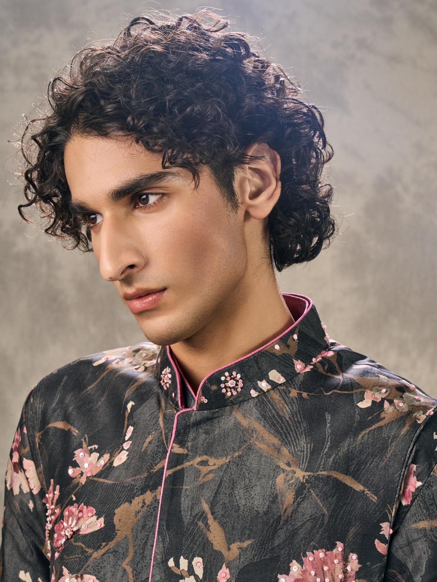 Black Elegance Kurta with Trouser and Jacket