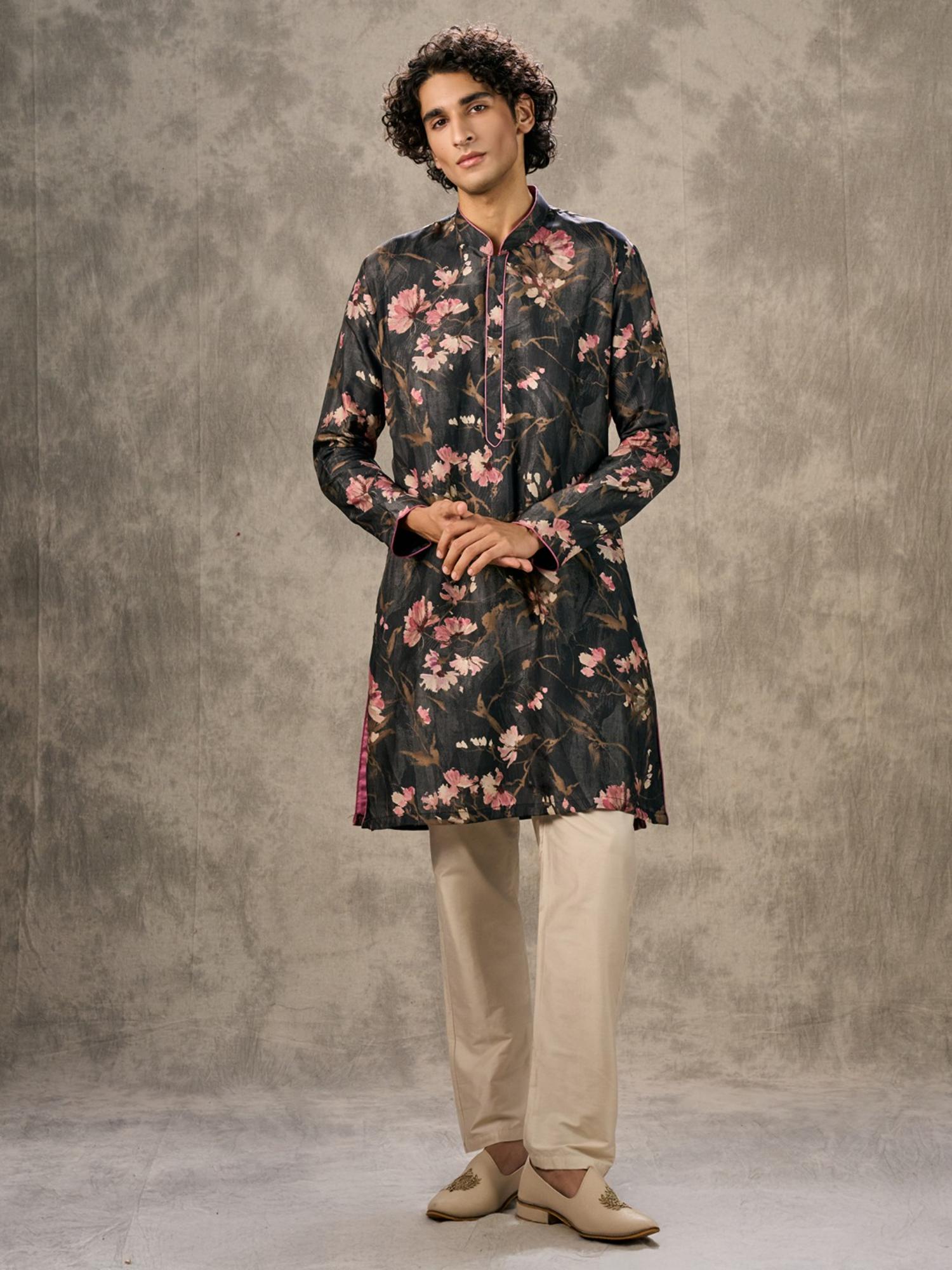 Black Elegance Kurta with Trouser and Jacket
