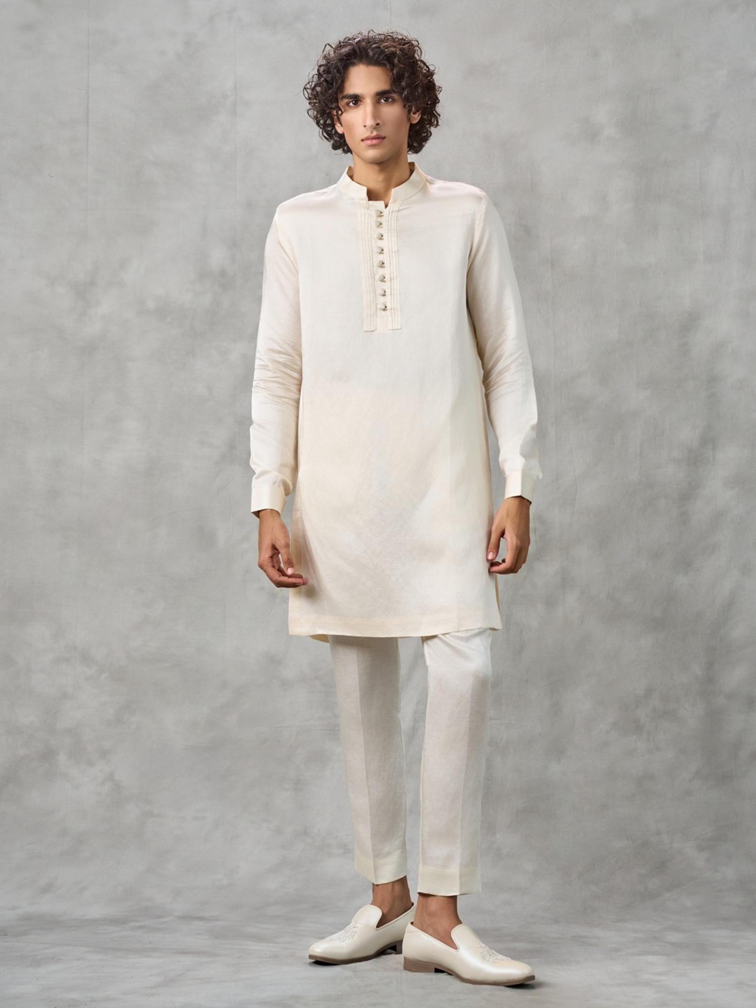 Cream Glory Kurta with Trouser and Jacket