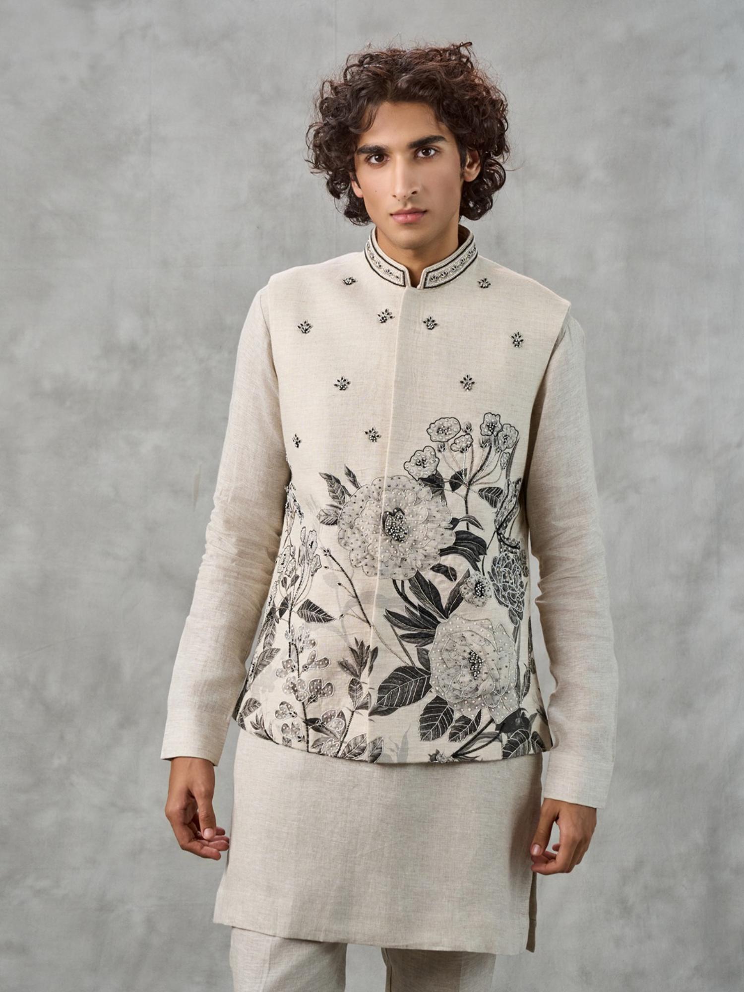 Radiant Cream Kurta with Trouser and Jacket