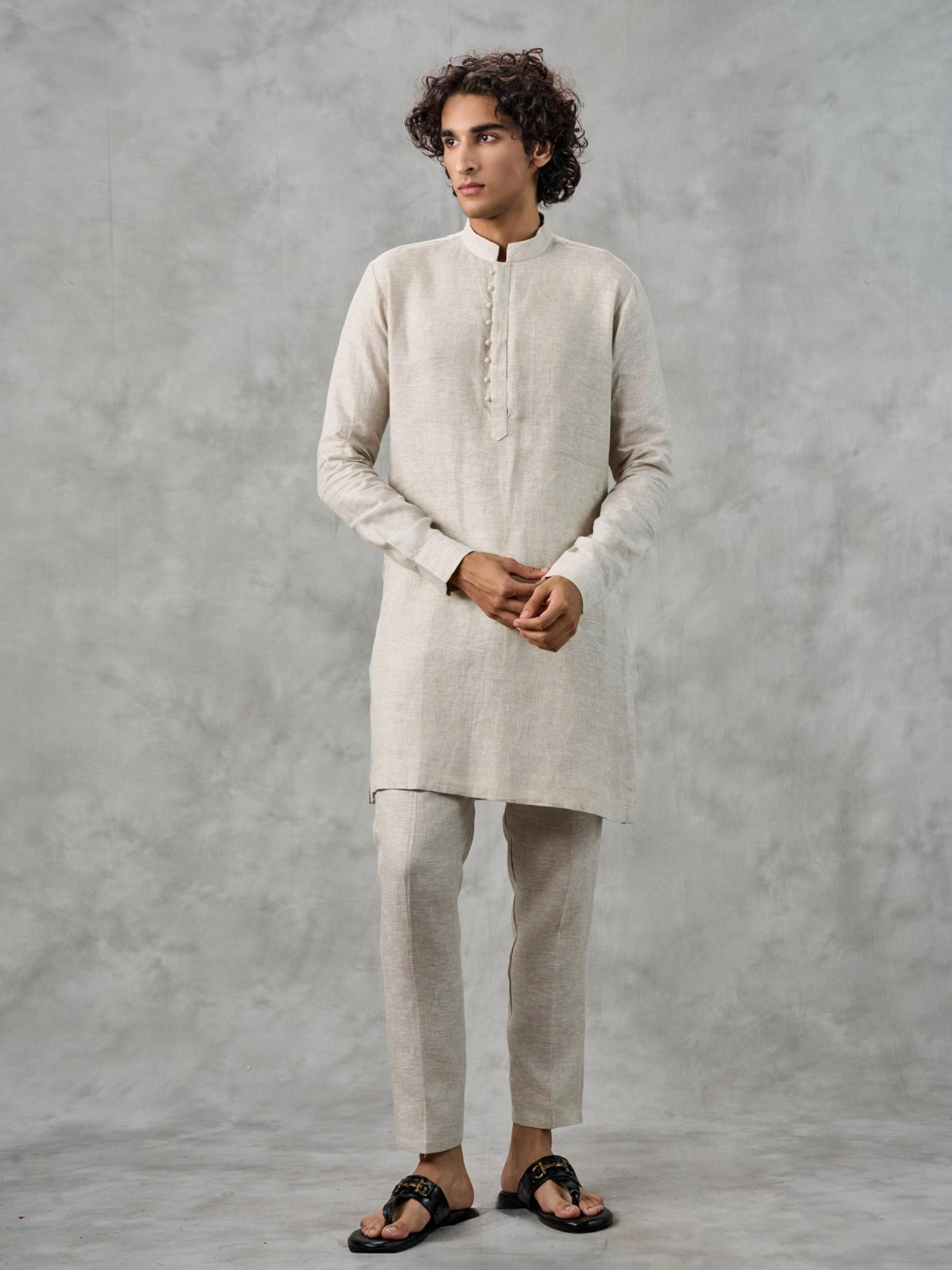 Radiant Cream Kurta with Trouser and Jacket