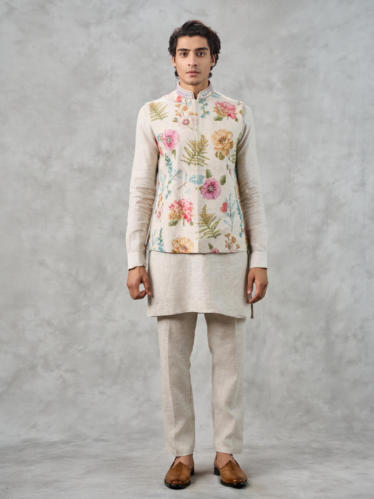 Beige Elegance Kurta with Trouser and Jacket