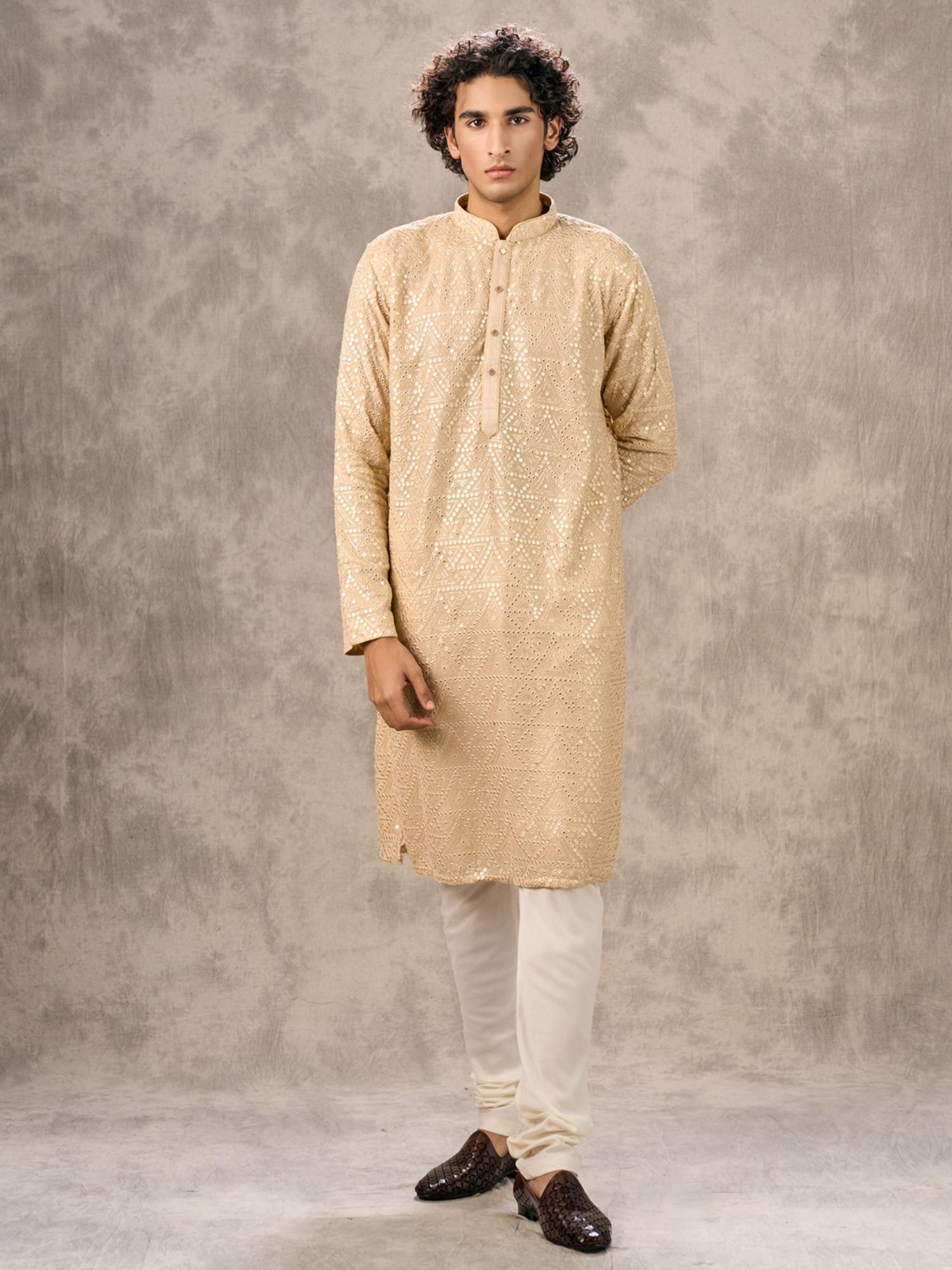 Regal Beige Georgette Kurta with Churidar
