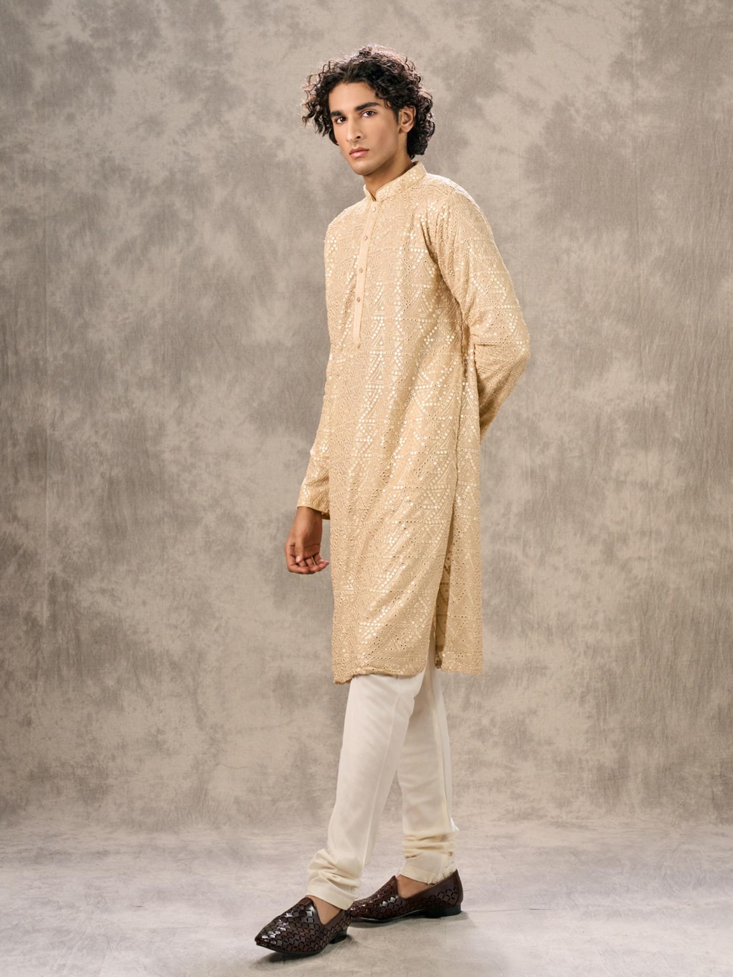 Regal Beige Georgette Kurta with Churidar