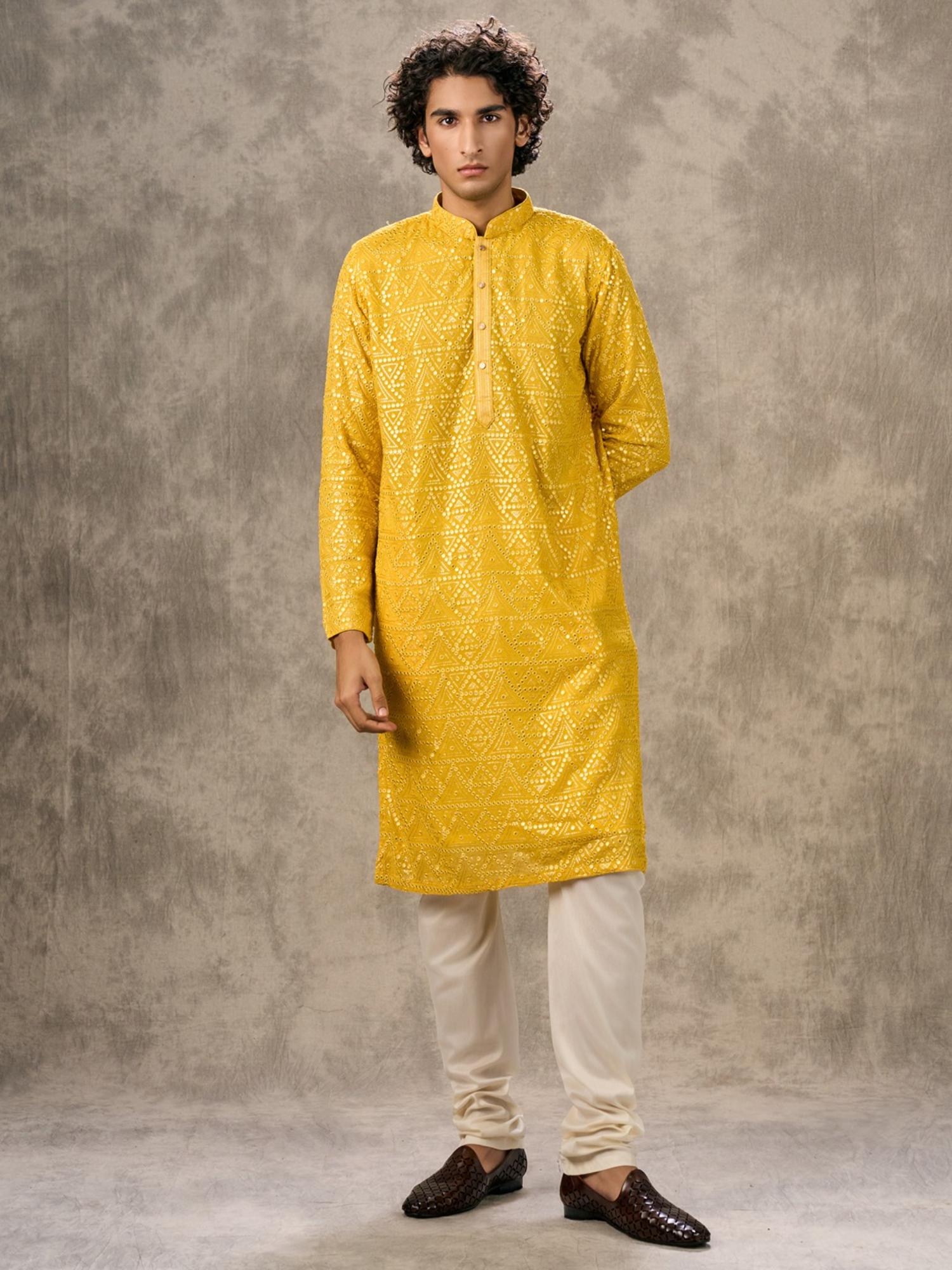 Sunlit Yellow Georgette Kurta with Churidar