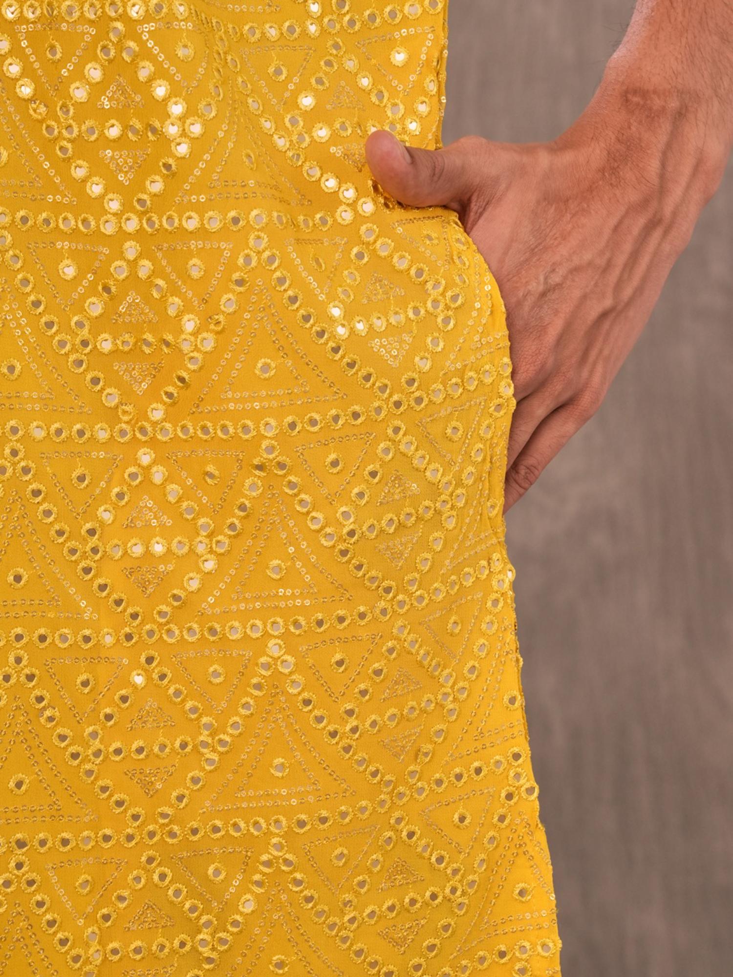 Sunlit Yellow Georgette Kurta with Churidar
