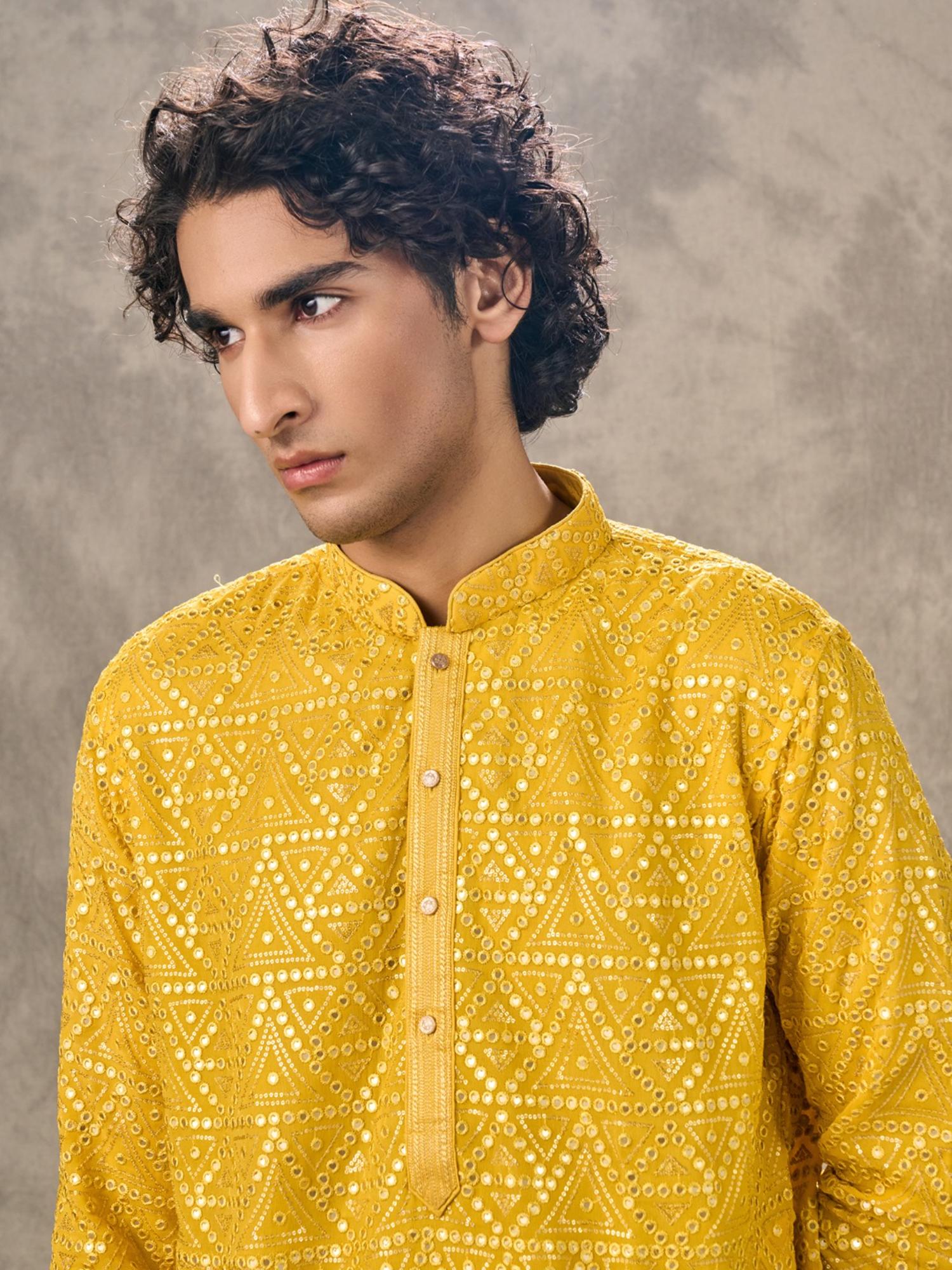 Sunlit Yellow Georgette Kurta with Churidar