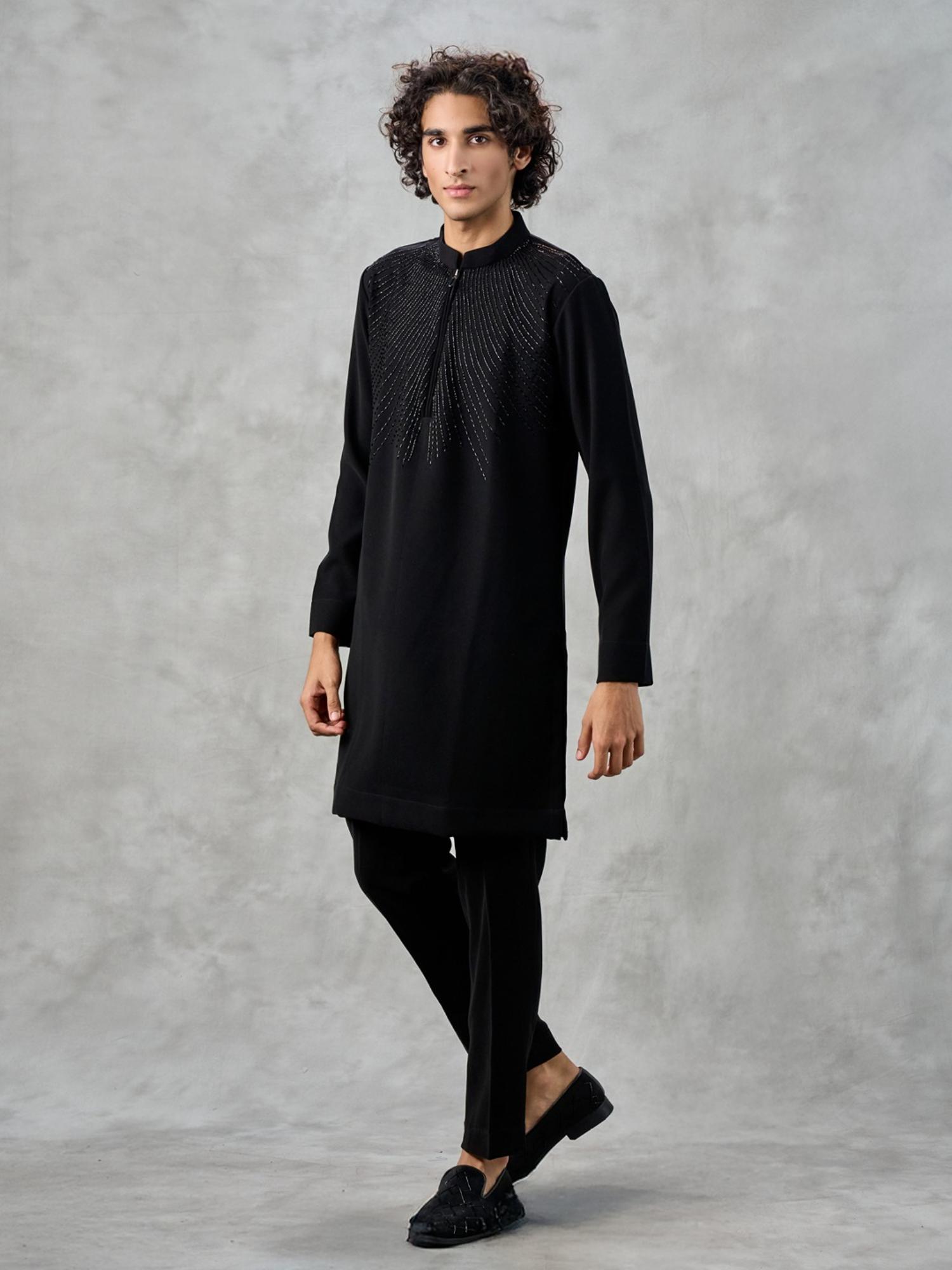 Black Embellished Elegance Kurta with Pant