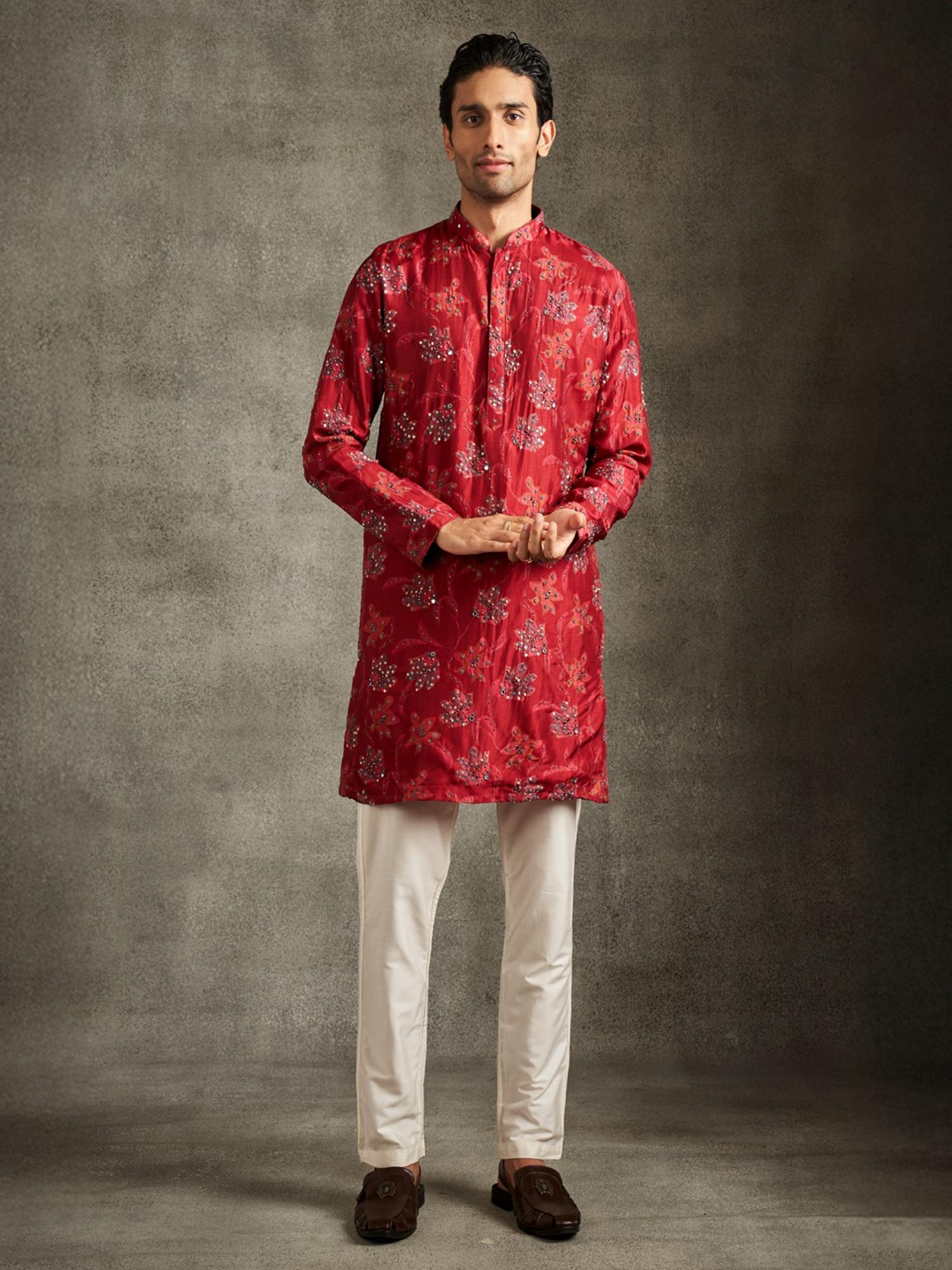 Mesmerizing Red Kurta and Pyjama