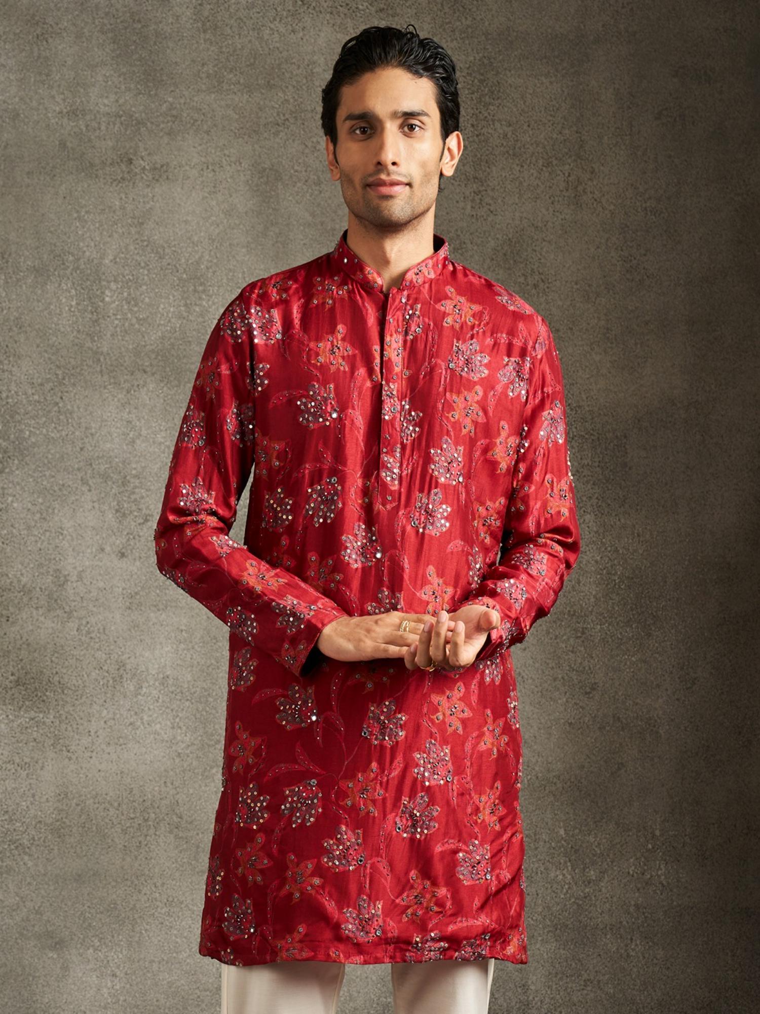 Mesmerizing Red Kurta and Pyjama