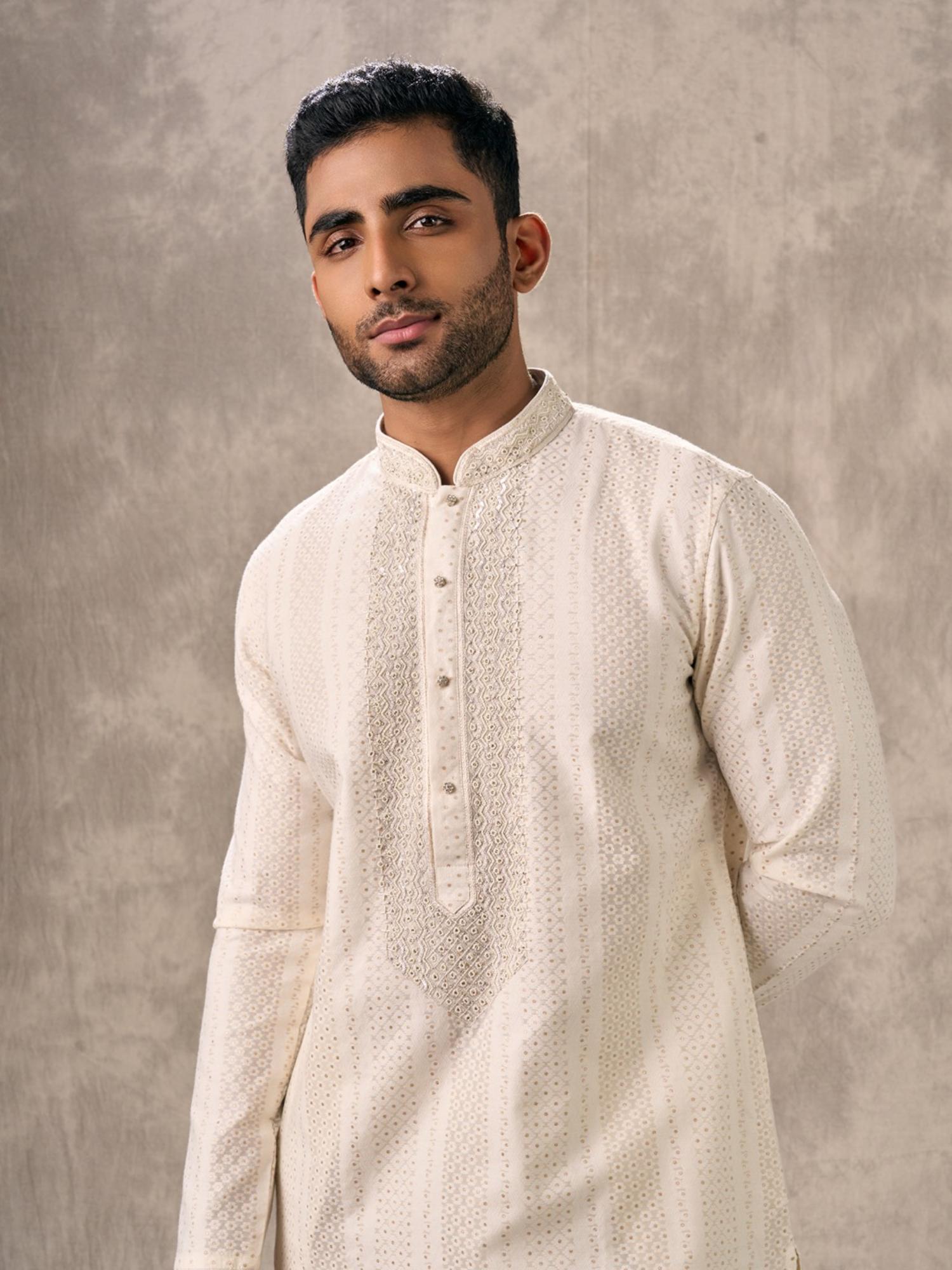 Elegant Cream Kurta with Churidar