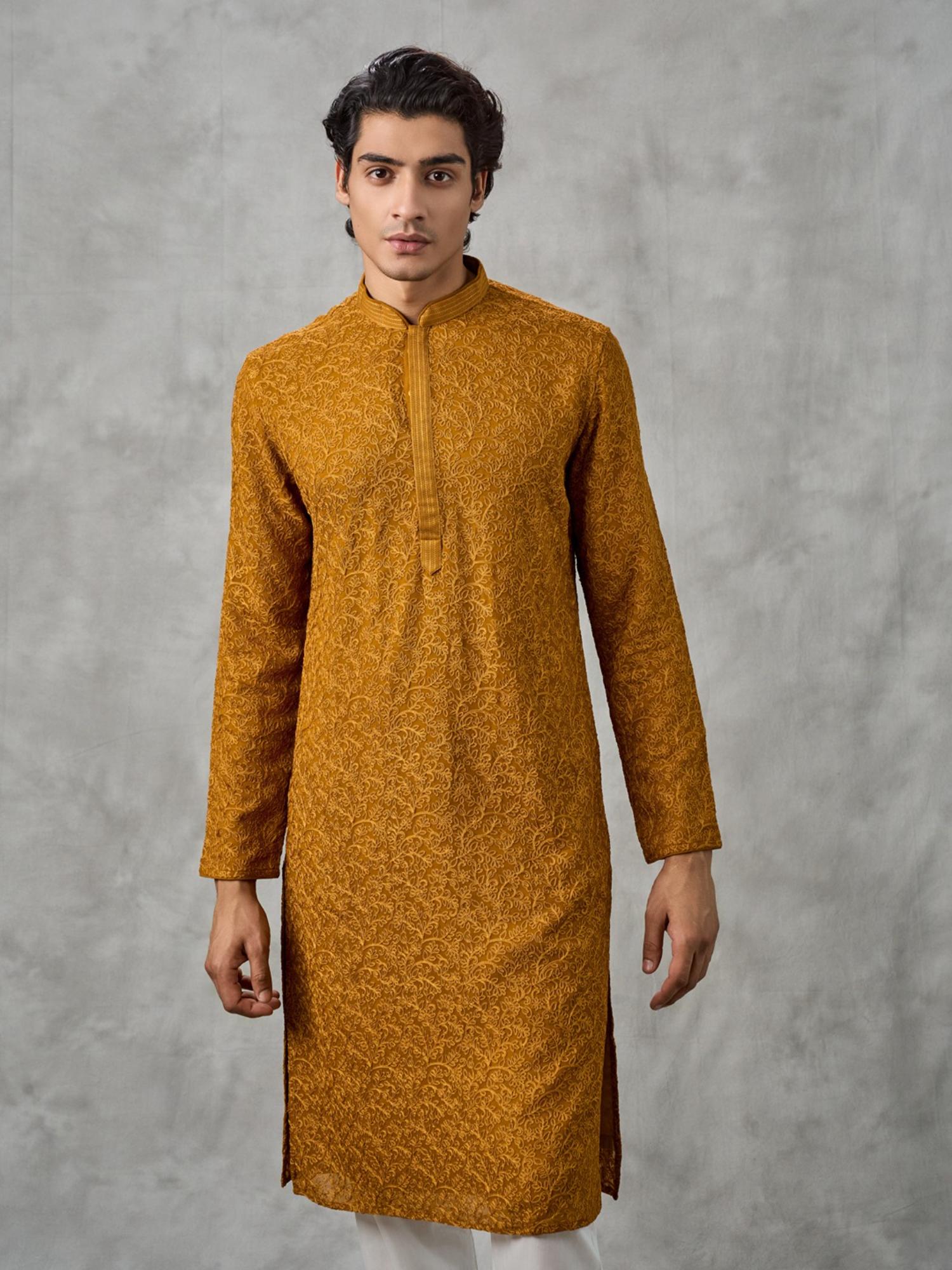 Golden Mustard Kurta with Churidar