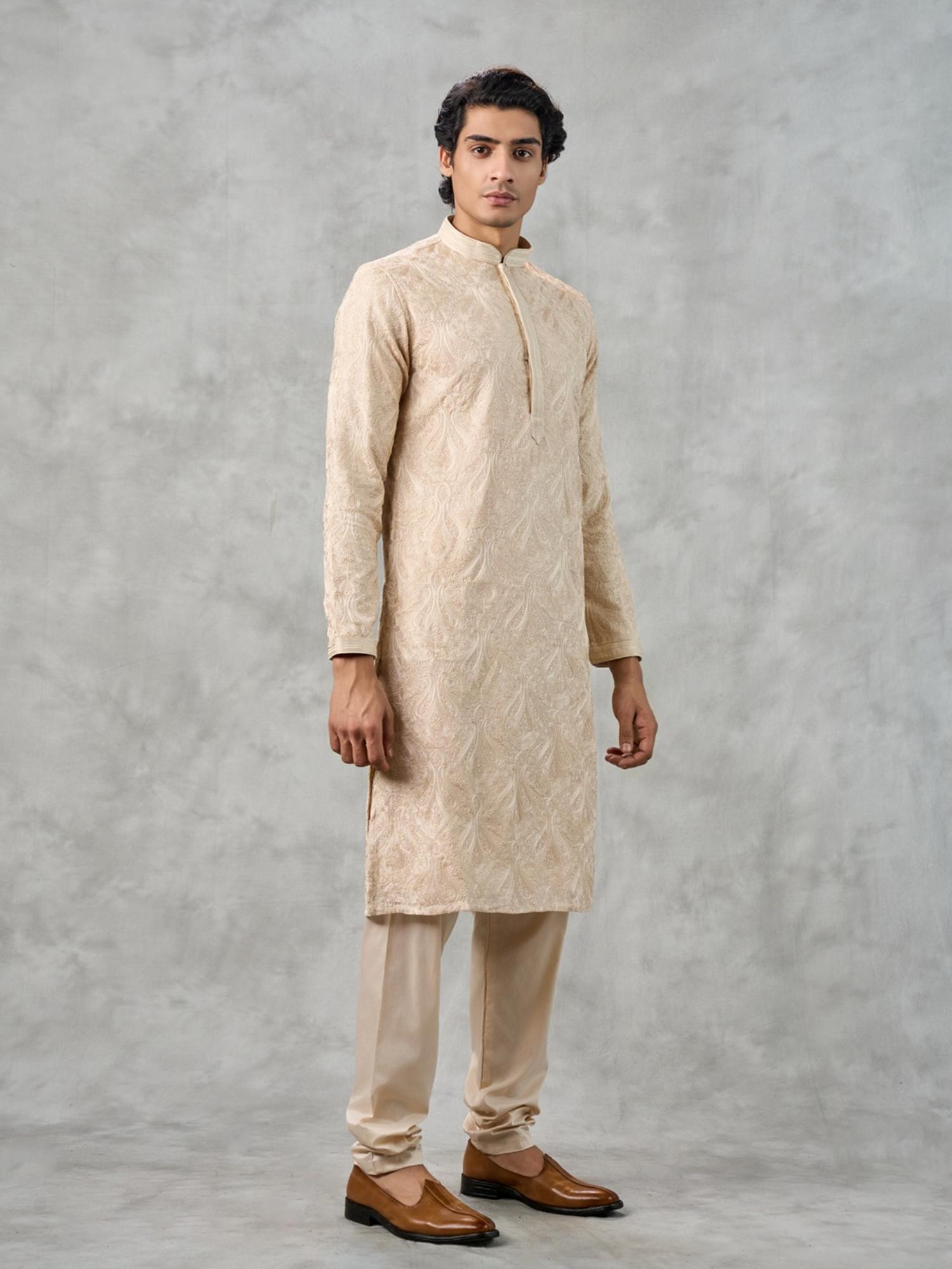 Beige Georgette Kurta with Churidar