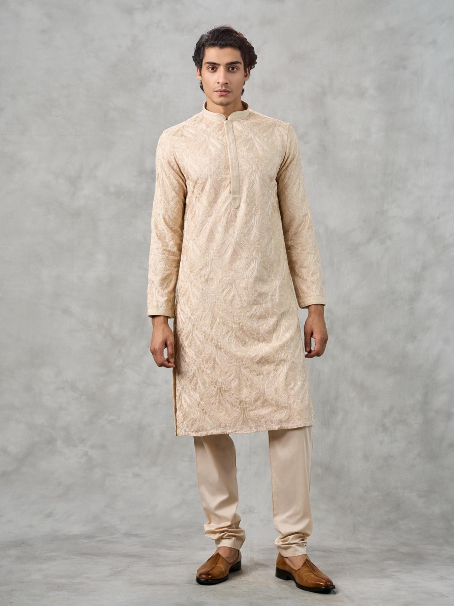 Beige Georgette Kurta with Churidar