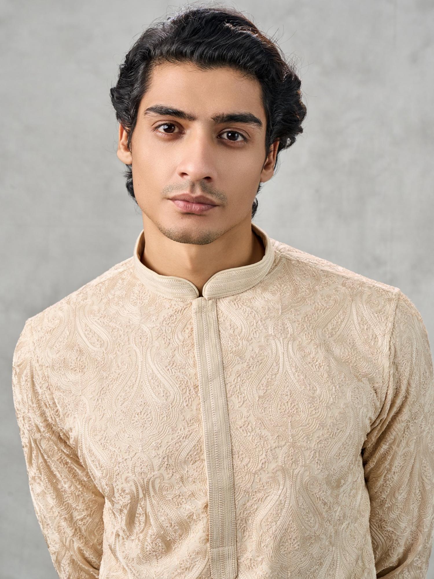 Beige Georgette Kurta with Churidar