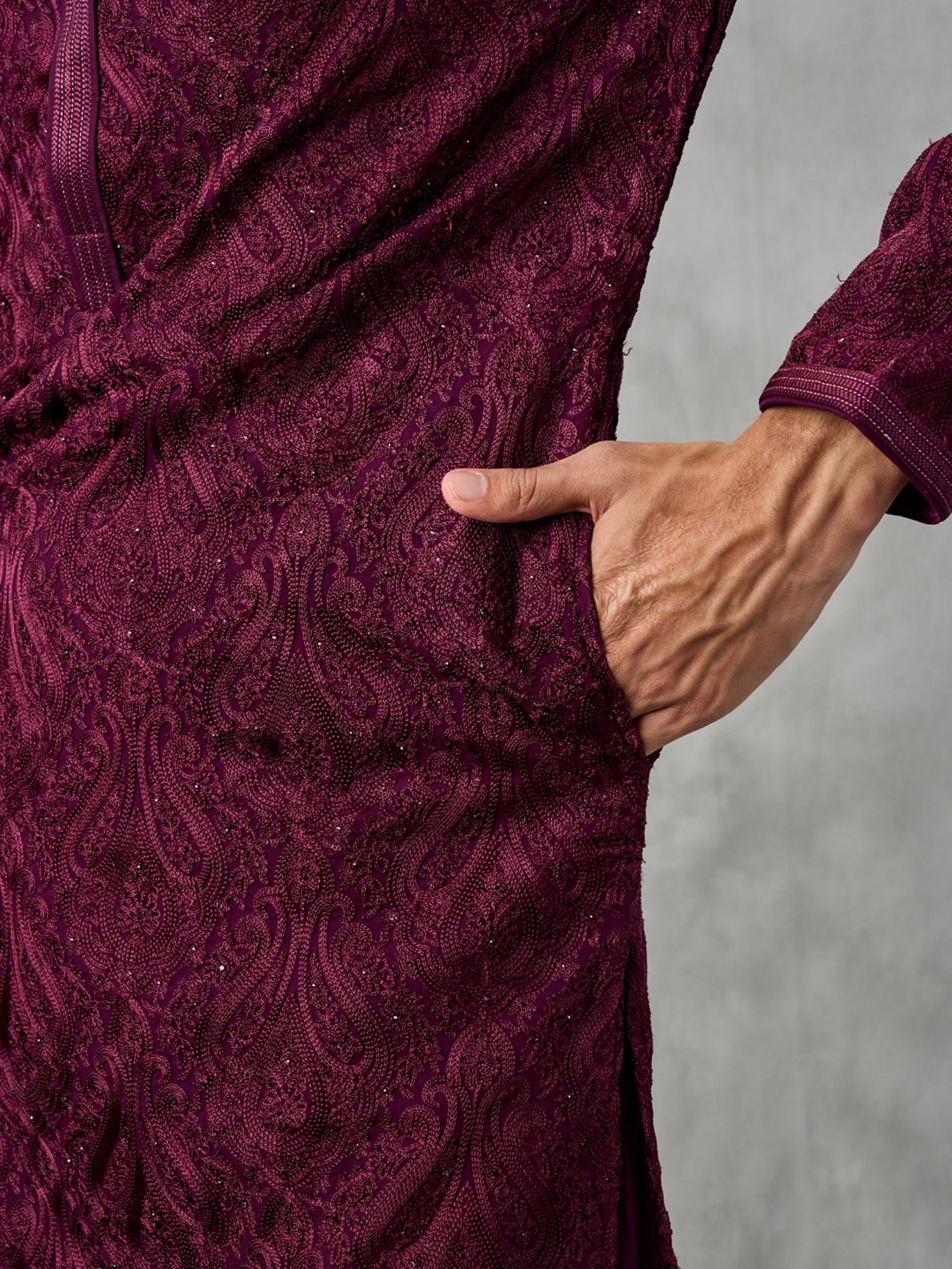 Lustrous Wine Kurta with Churidar