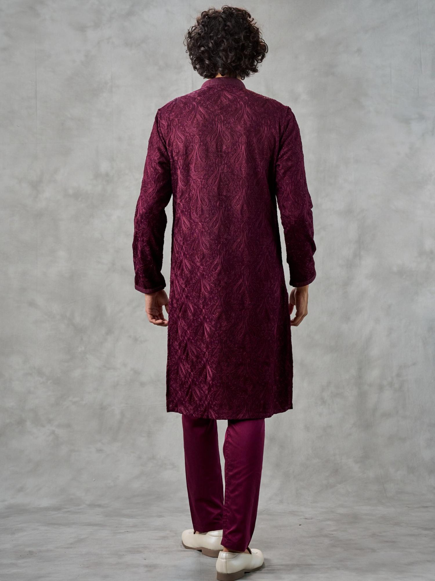 Lustrous Wine Kurta with Churidar