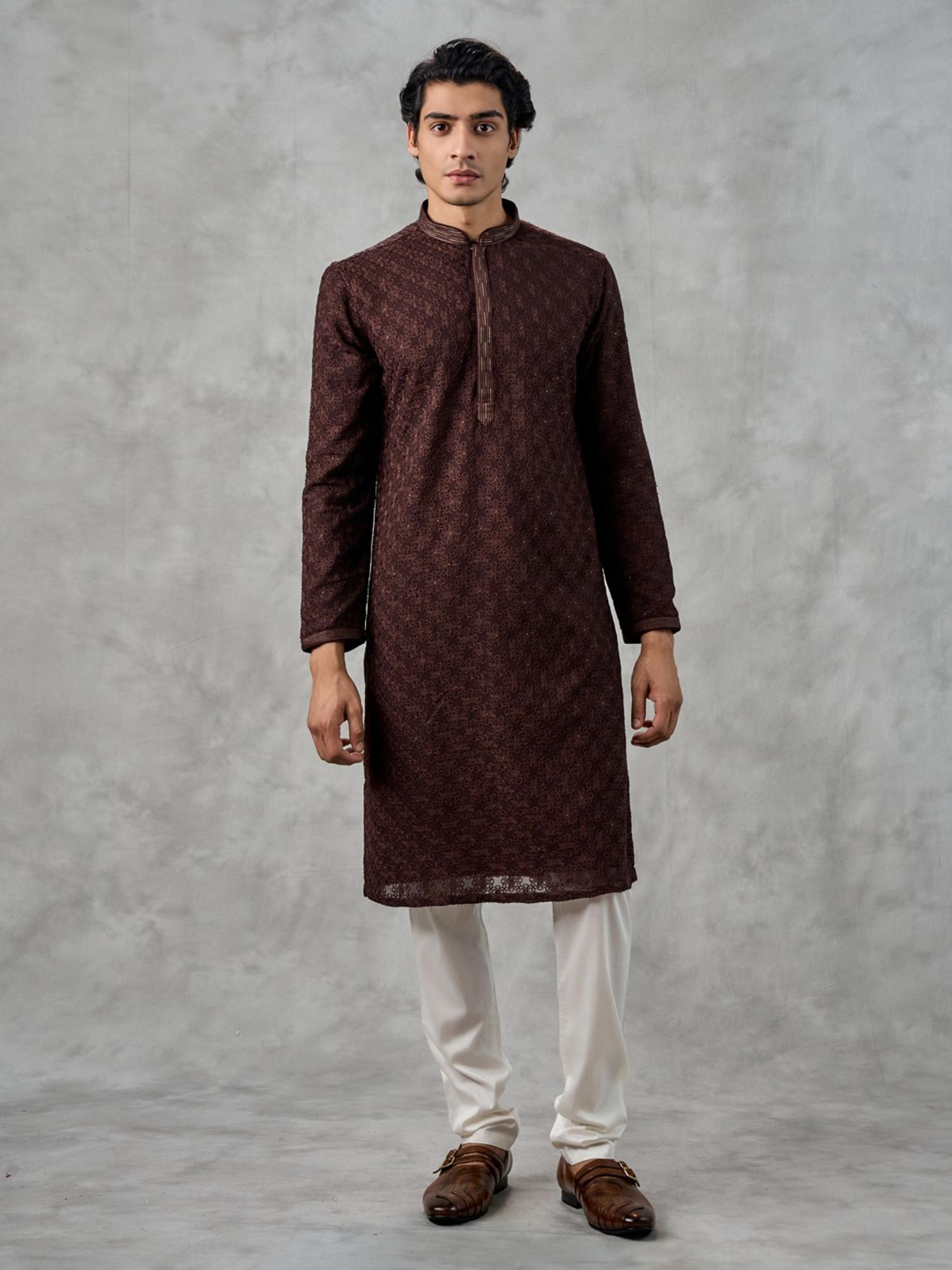 Elegant Brown Georgette Kurta with Churidar
