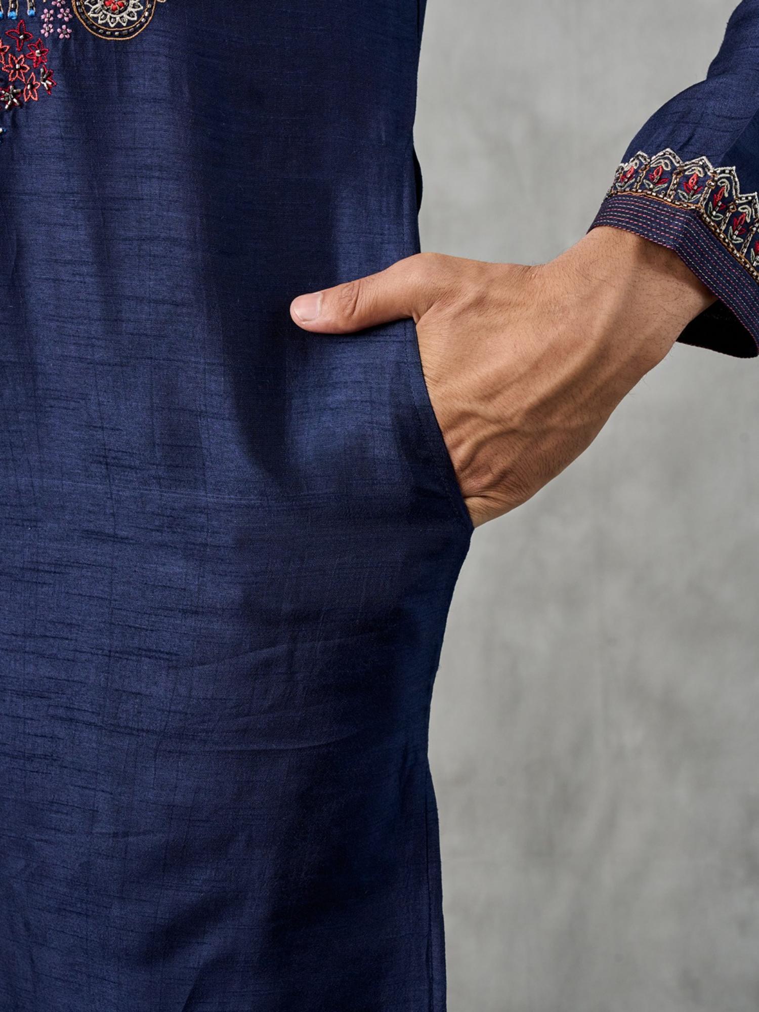 Navy Blue Artistry Kurta with Churidar