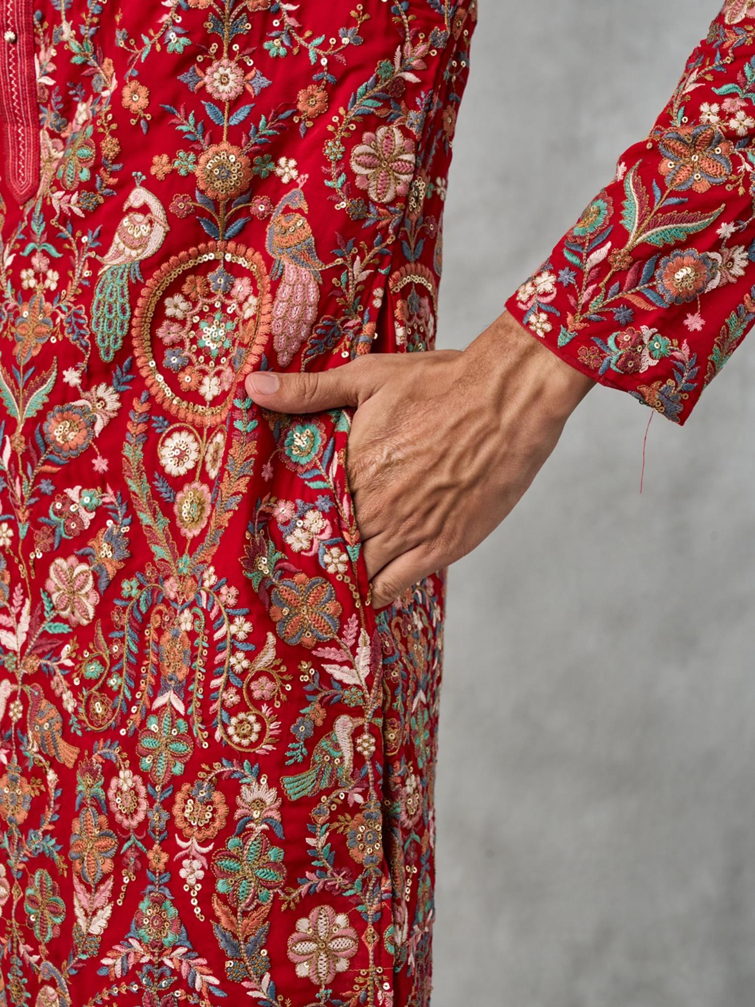 Classy Red Georgette Kurta with Pant