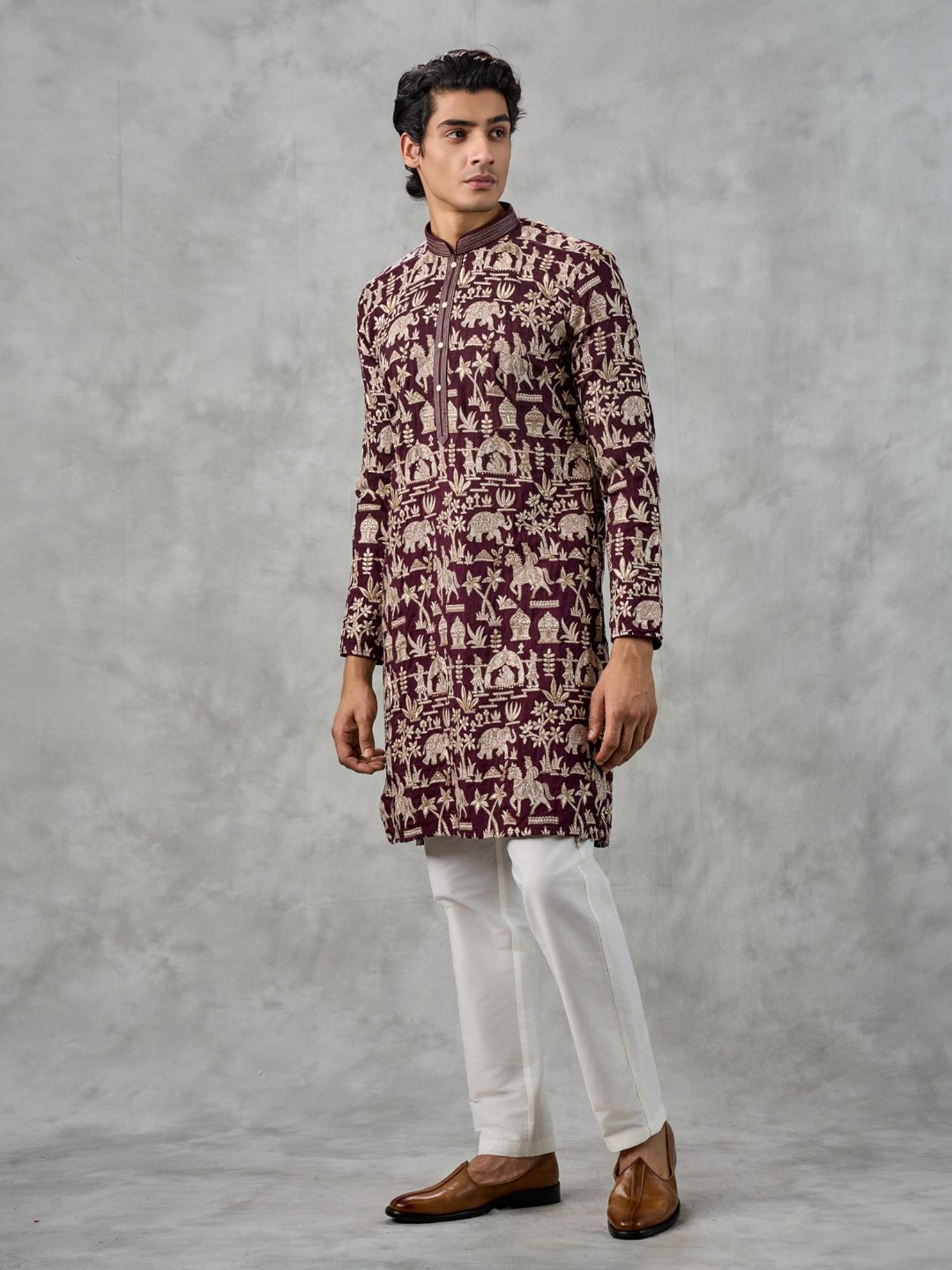 Wine Elegance Kurta with Pant