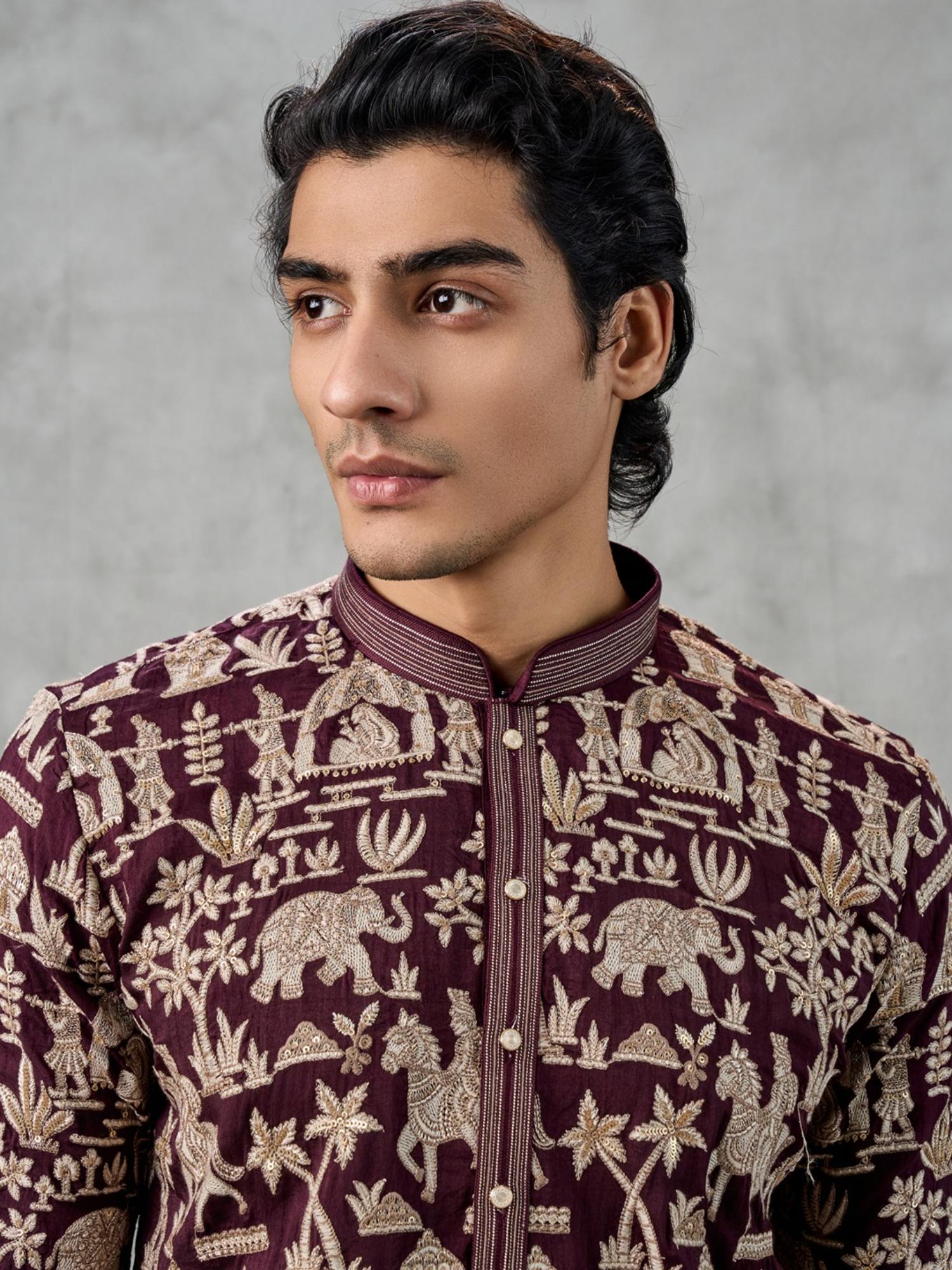 Wine Elegance Kurta with Pant