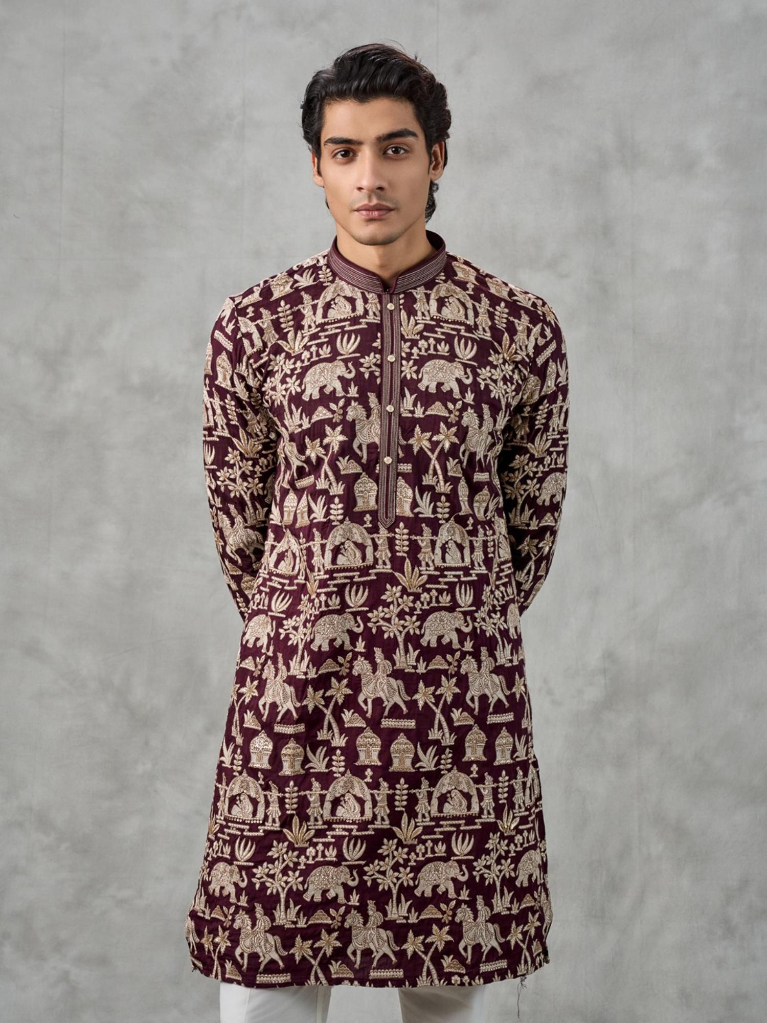 Wine Elegance Kurta with Pant