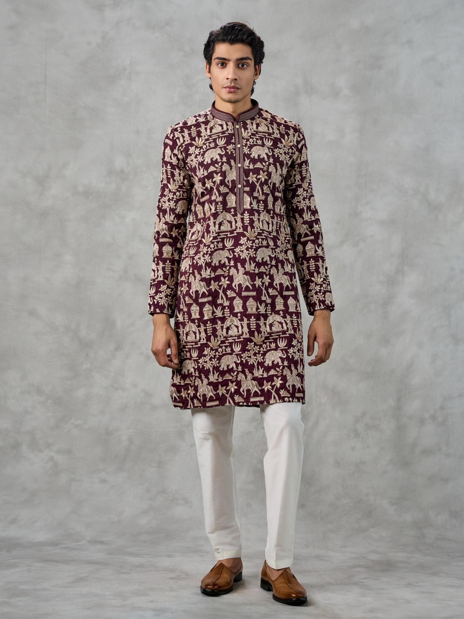 Wine Elegance Kurta with Pant