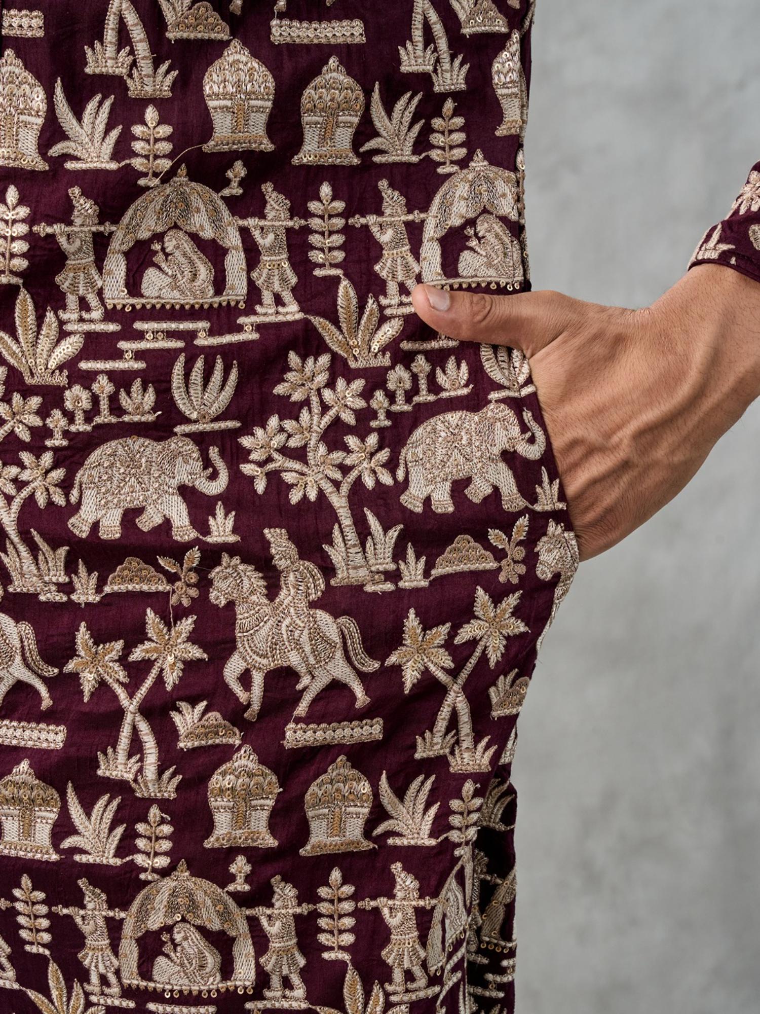 Wine Elegance Kurta with Pant