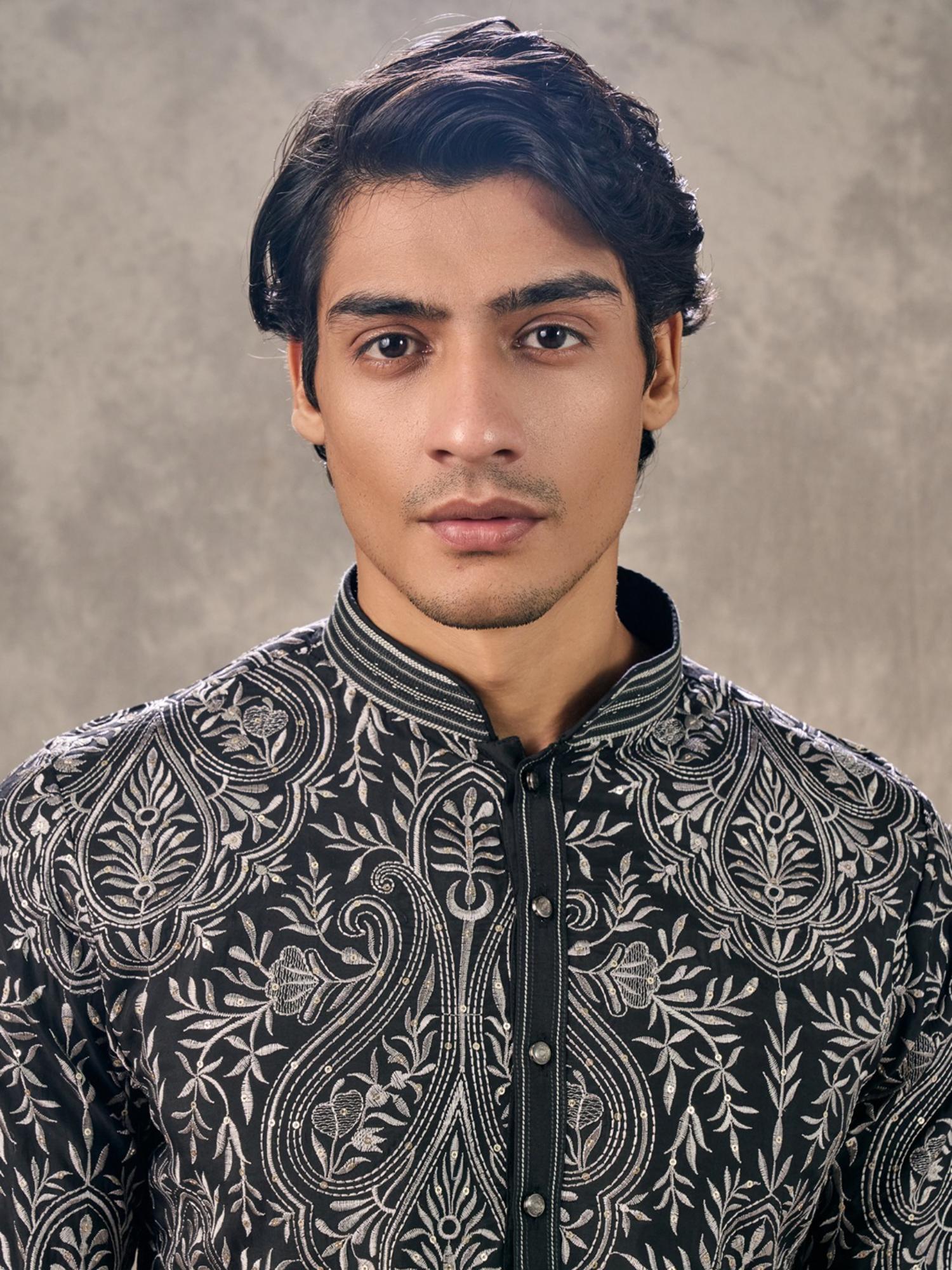 Opulent Black Kurta with Churidar