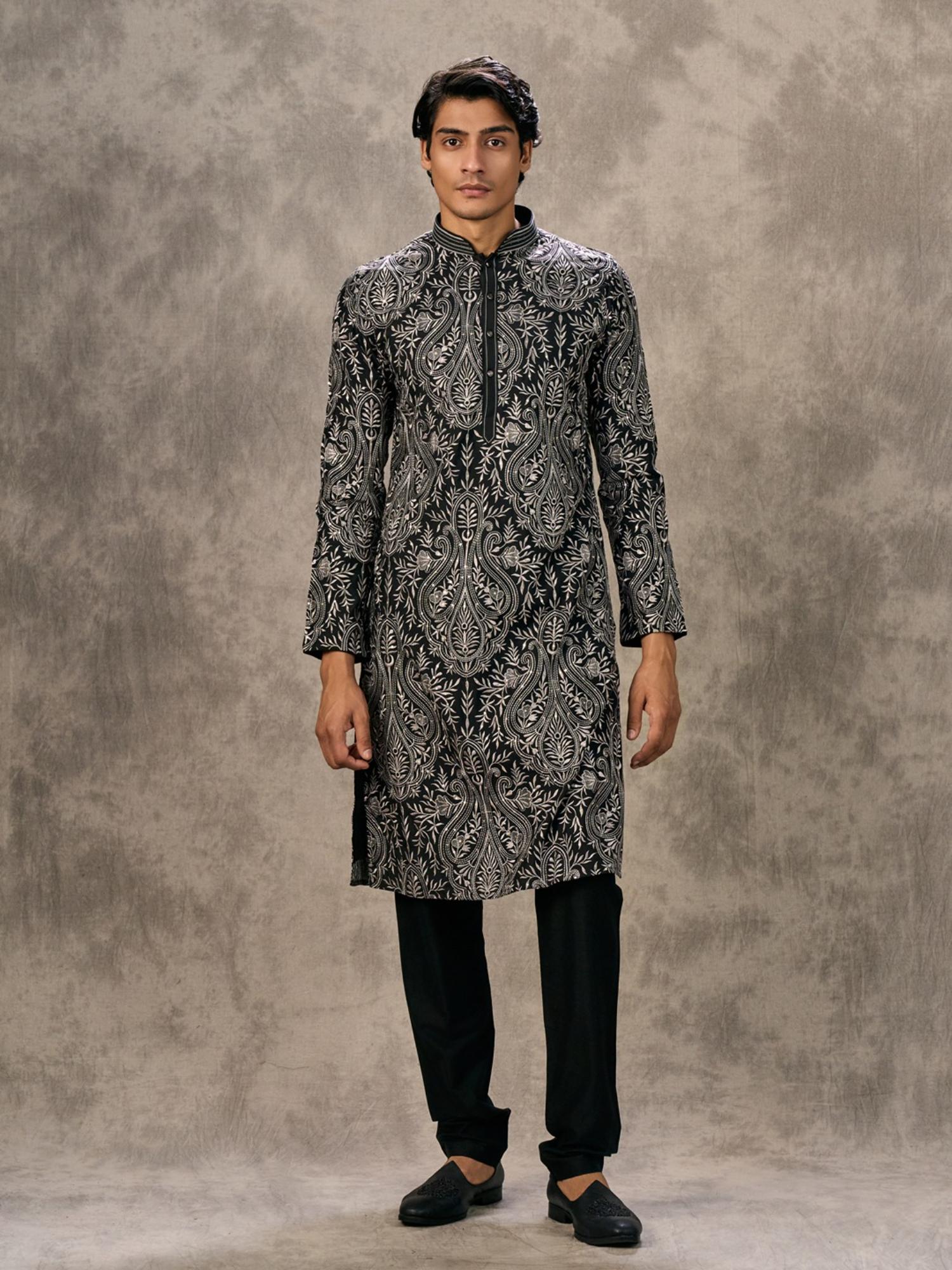Opulent Black Kurta with Churidar
