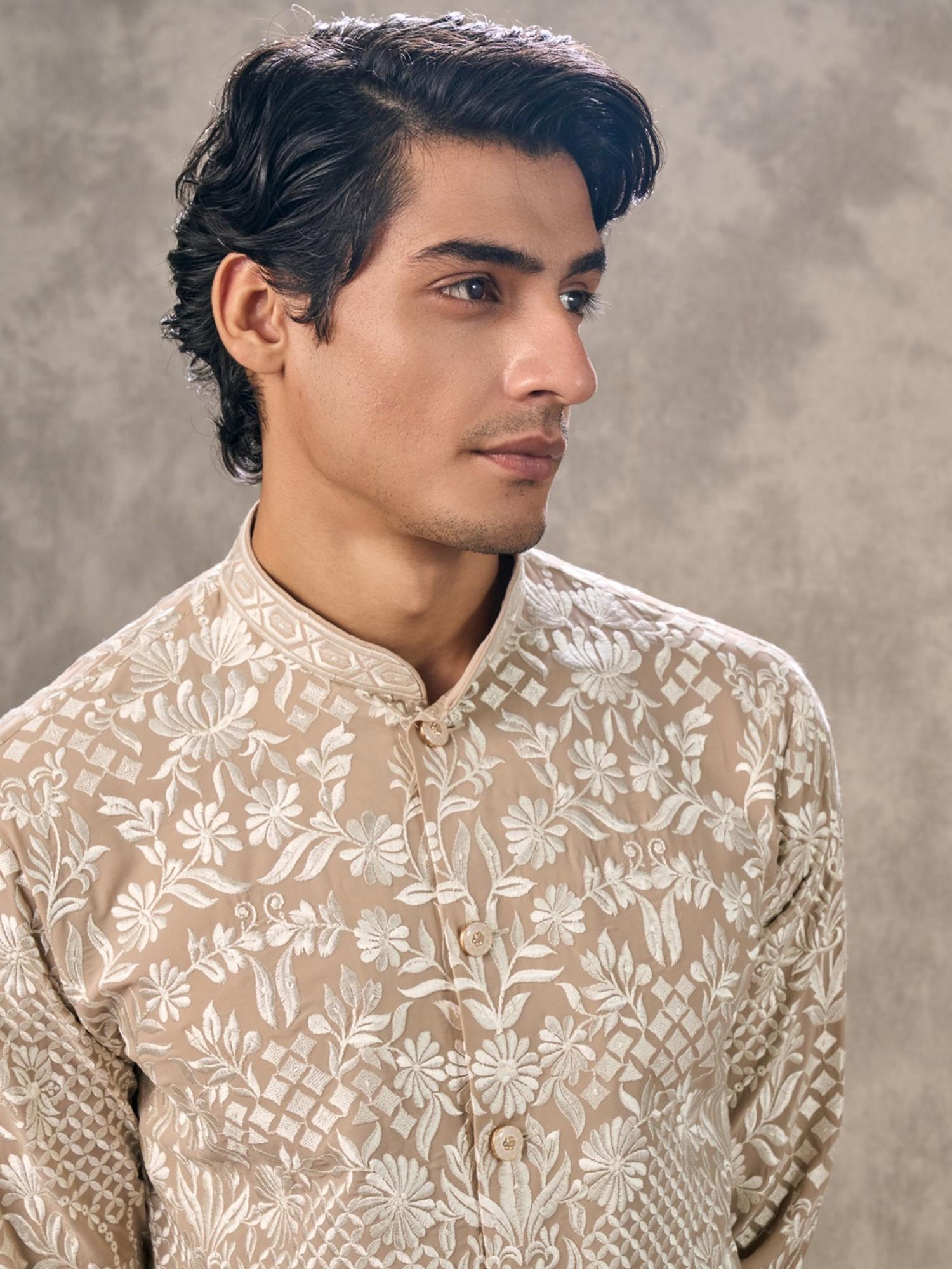 Fawn Festive Twirl Kurta with Pant