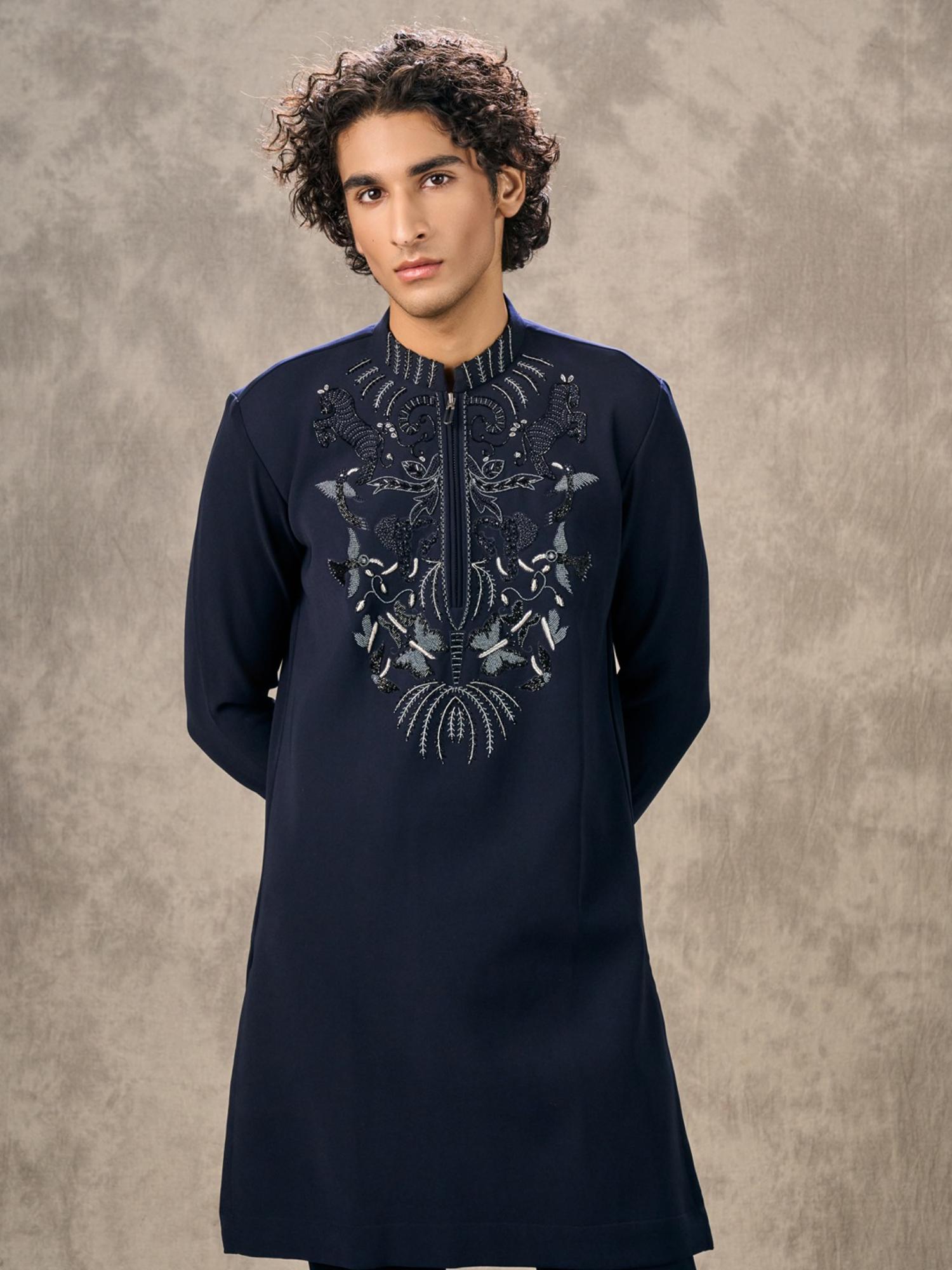 Stunning Navy Blue Kurta with Pant