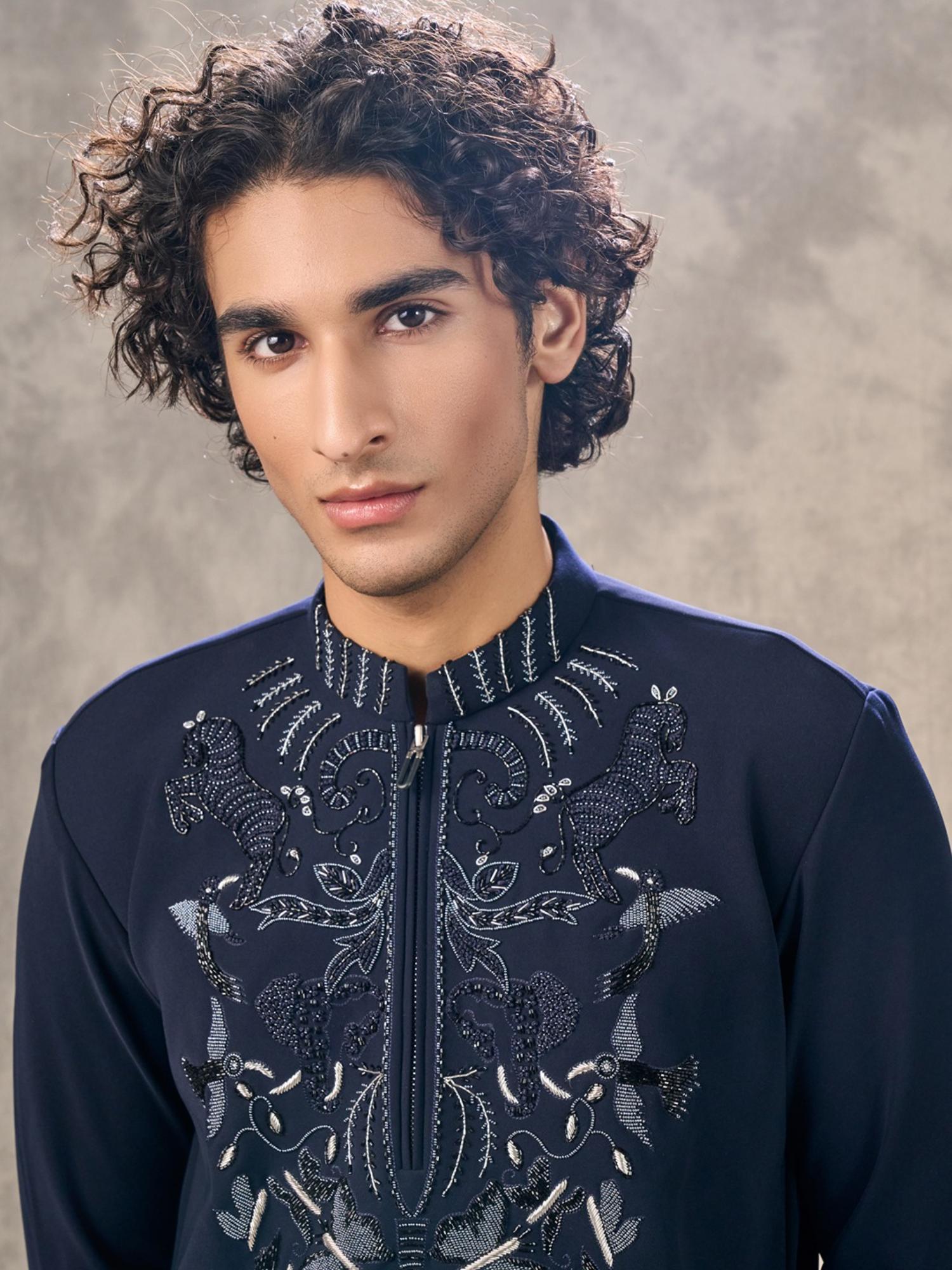 Stunning Navy Blue Kurta with Pant