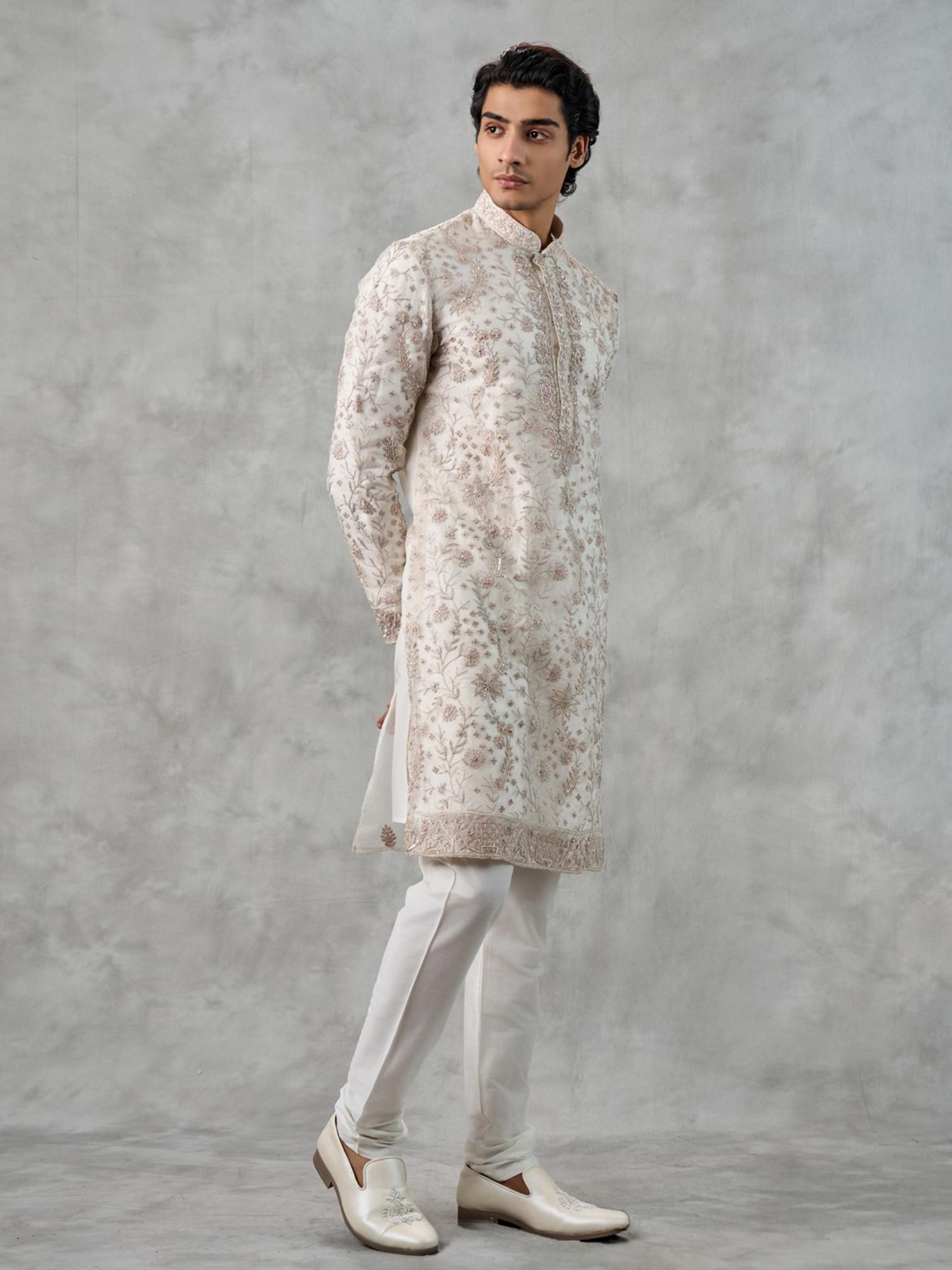 Off White Organza Elegance Kurta with Churidar