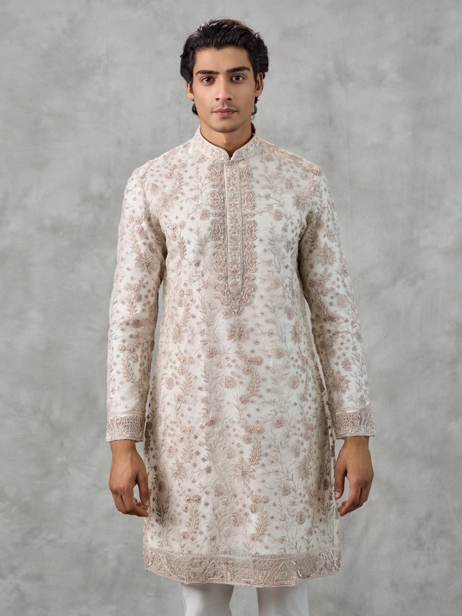 Off White Organza Elegance Kurta with Churidar