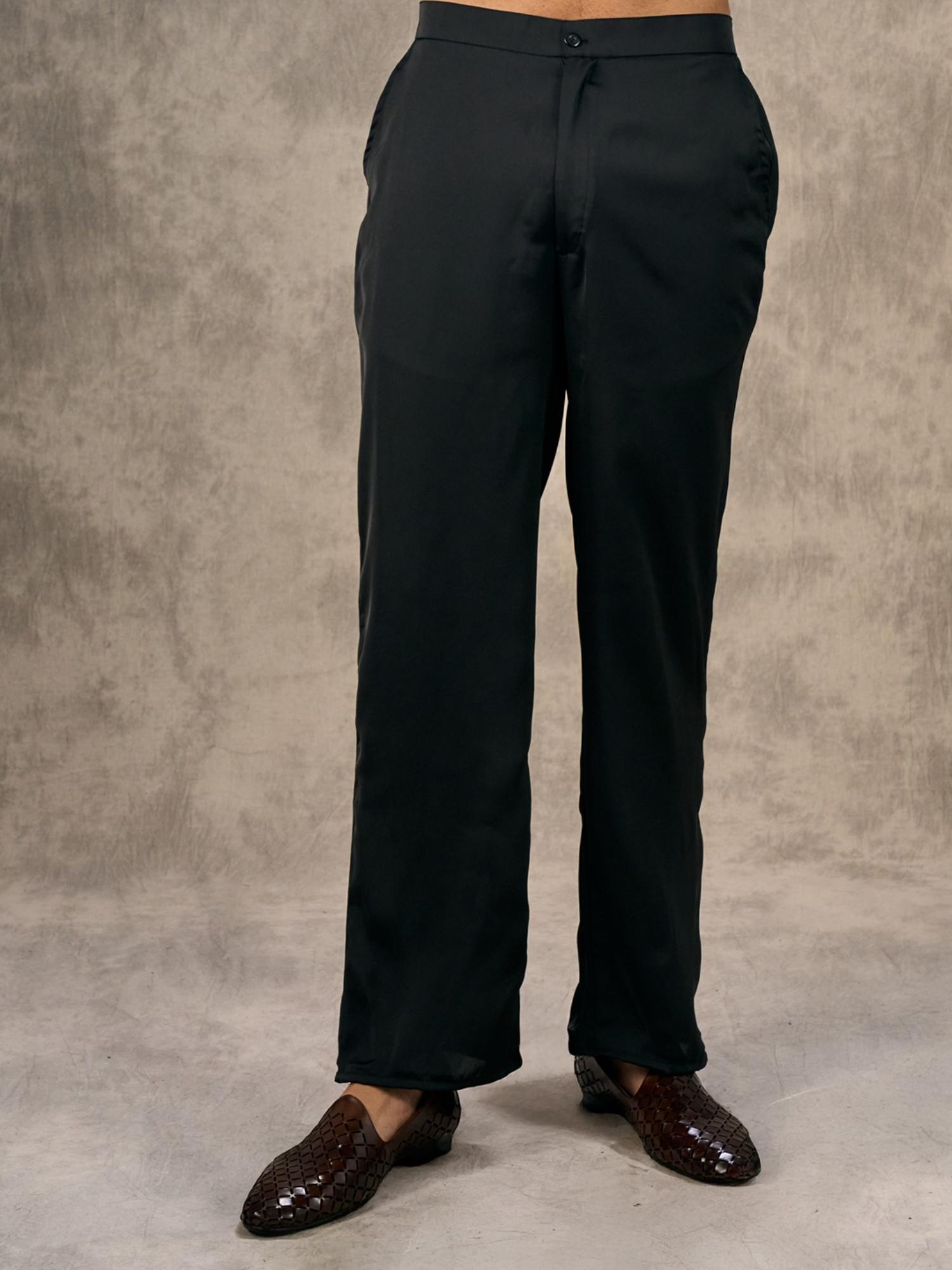 Elegant Black Satin Kurta with Pant