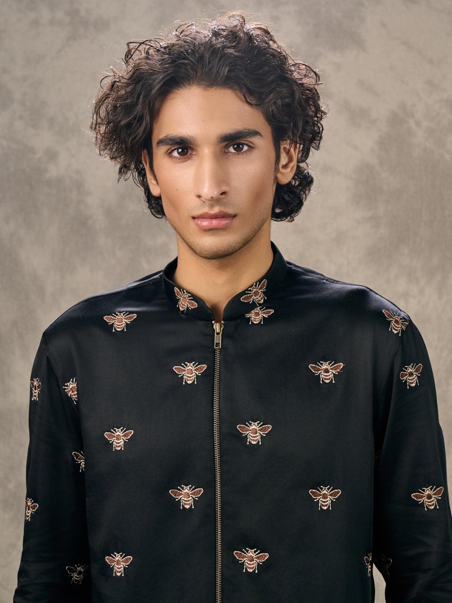 Elegant Black Satin Kurta with Pant